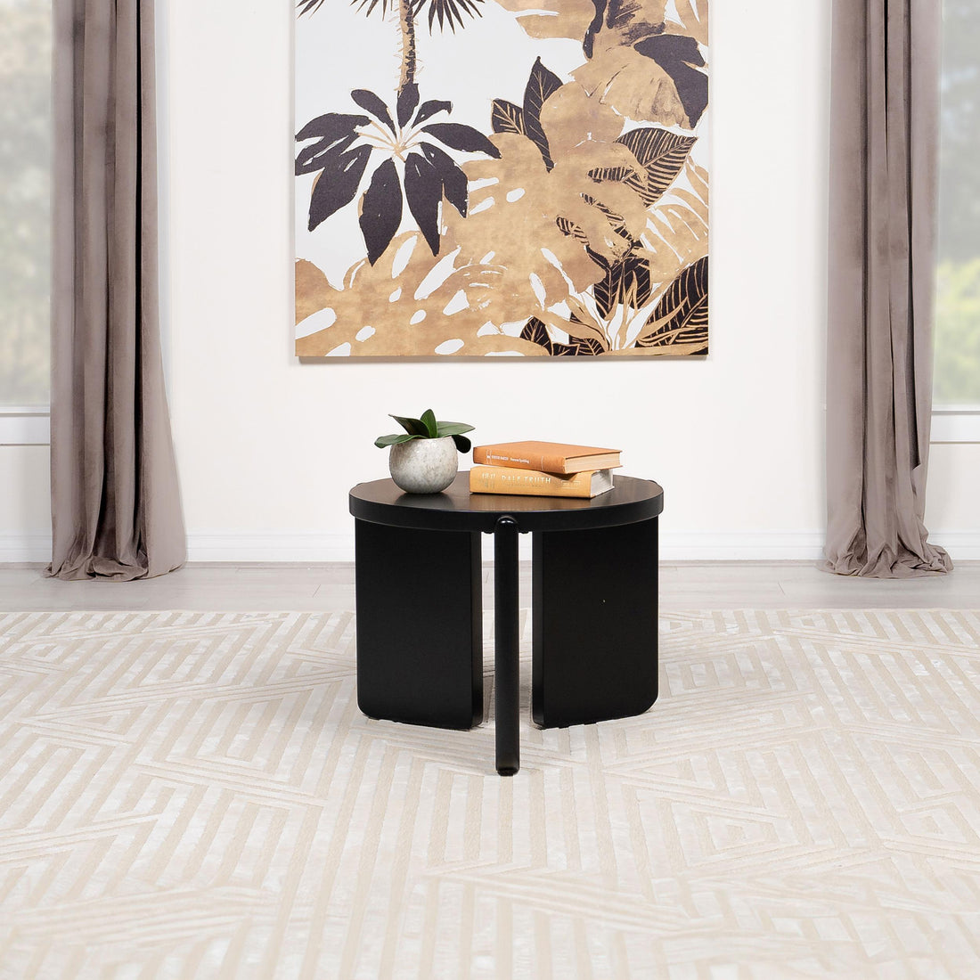  Coaster Furniture Cordova 709677 Round Solid Wood End Table - Black IMAGE 1