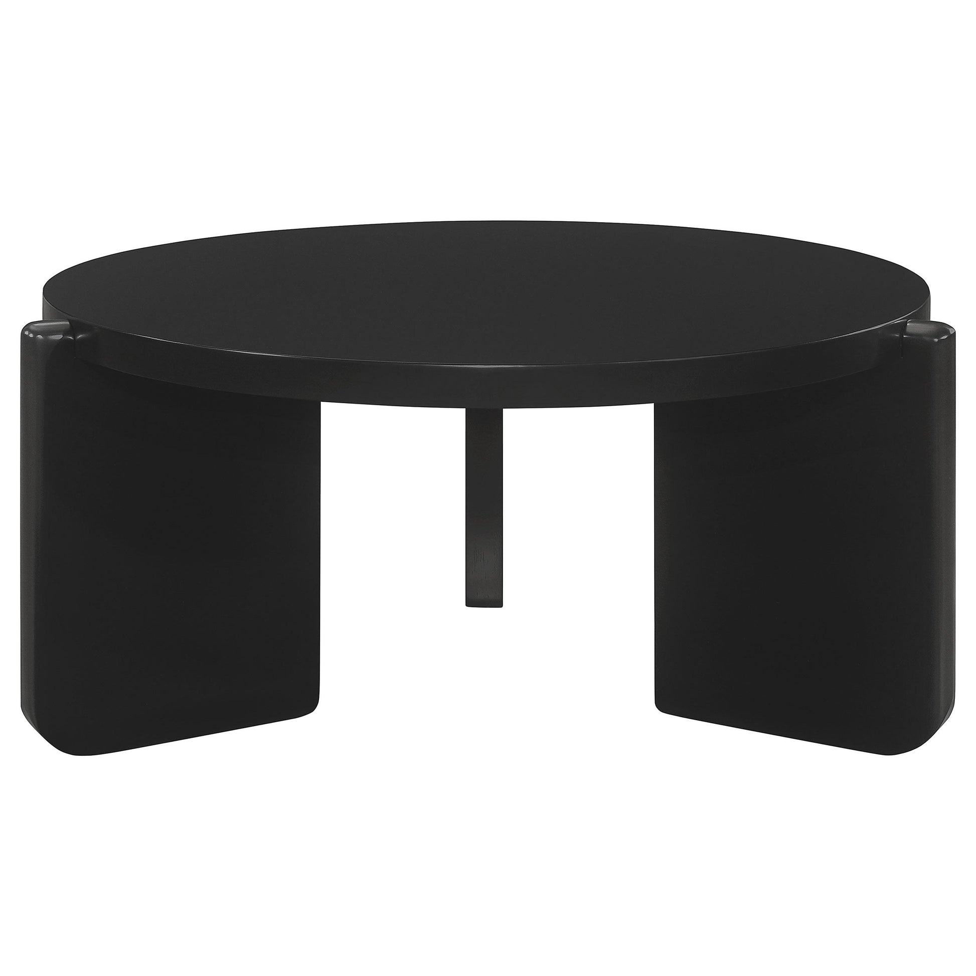  Coaster Furniture Cordova 709678 Round Solid Wood Coffee Table - Black IMAGE 3