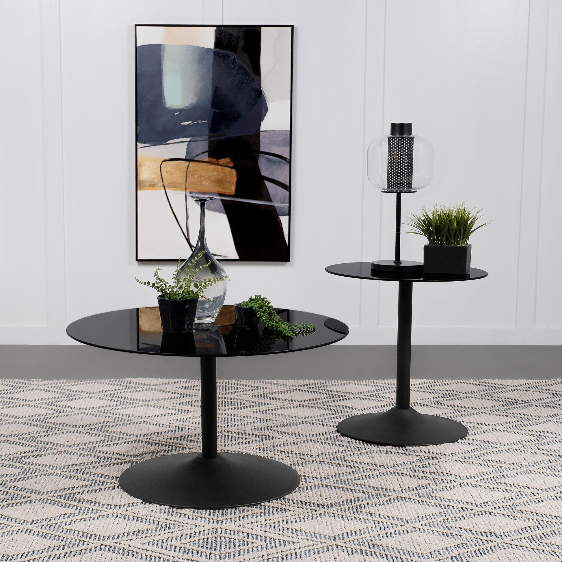  Coaster Furniture Ganso 709687 Round Metal End Table With Tempered Glass Top - Black IMAGE 3