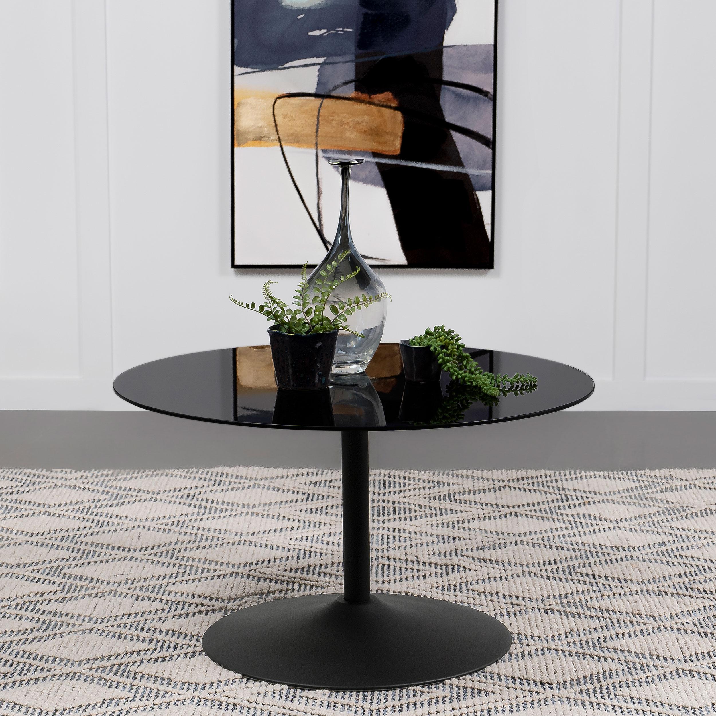  Coaster Furniture Ganso 709688 Round Metal Coffee Table With Tempered Glass Top - Black IMAGE 2
