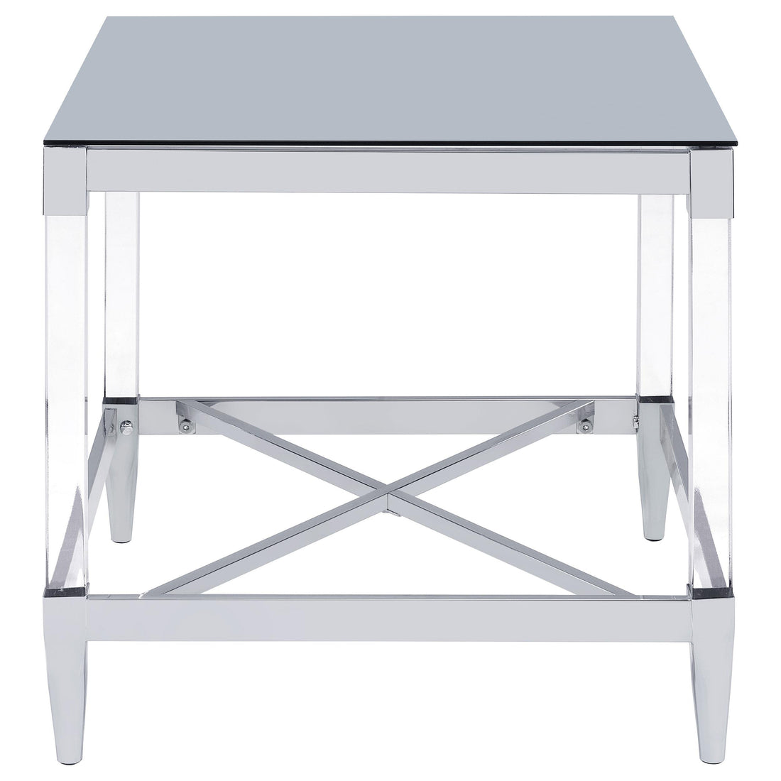  Coaster Furniture Lindley 709727 Square Tempered Mirror Acrylic Side End Table - Chrome IMAGE 1