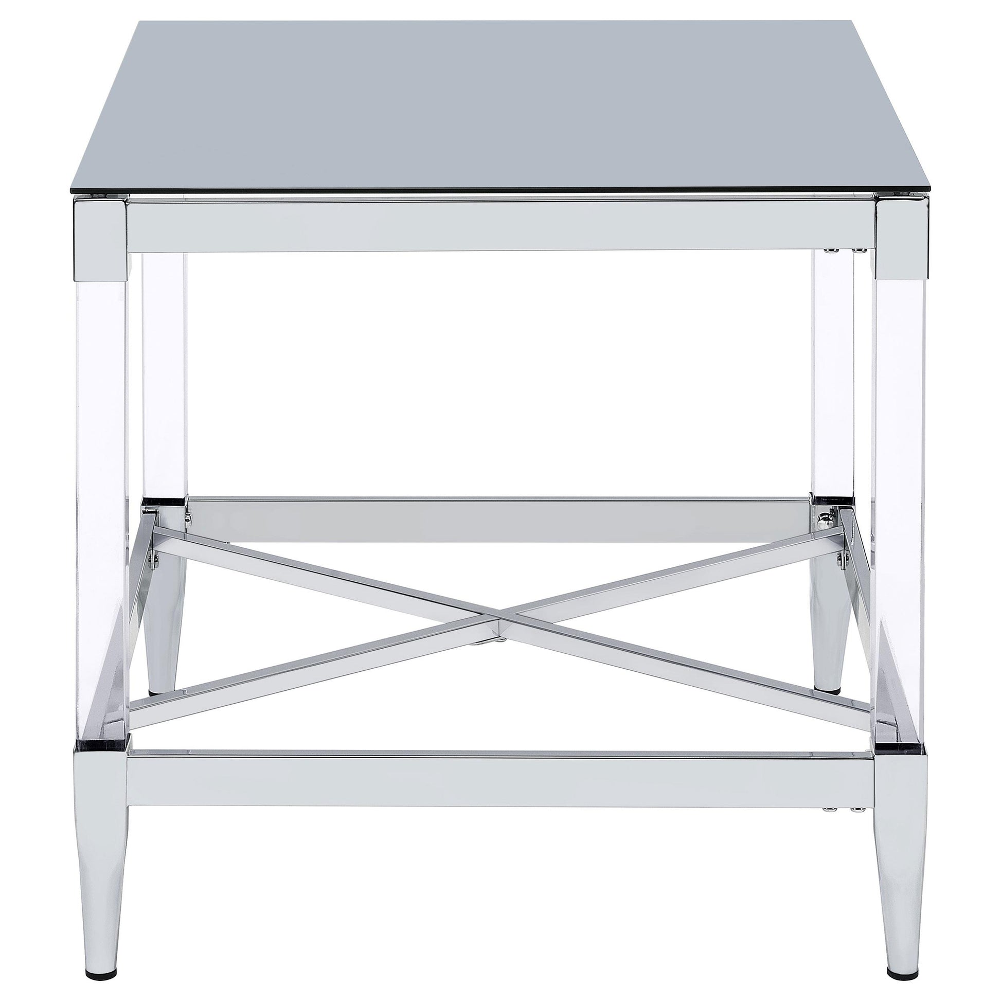  Coaster Furniture Lindley 709727 Square Tempered Mirror Acrylic Side End Table - Chrome IMAGE 4