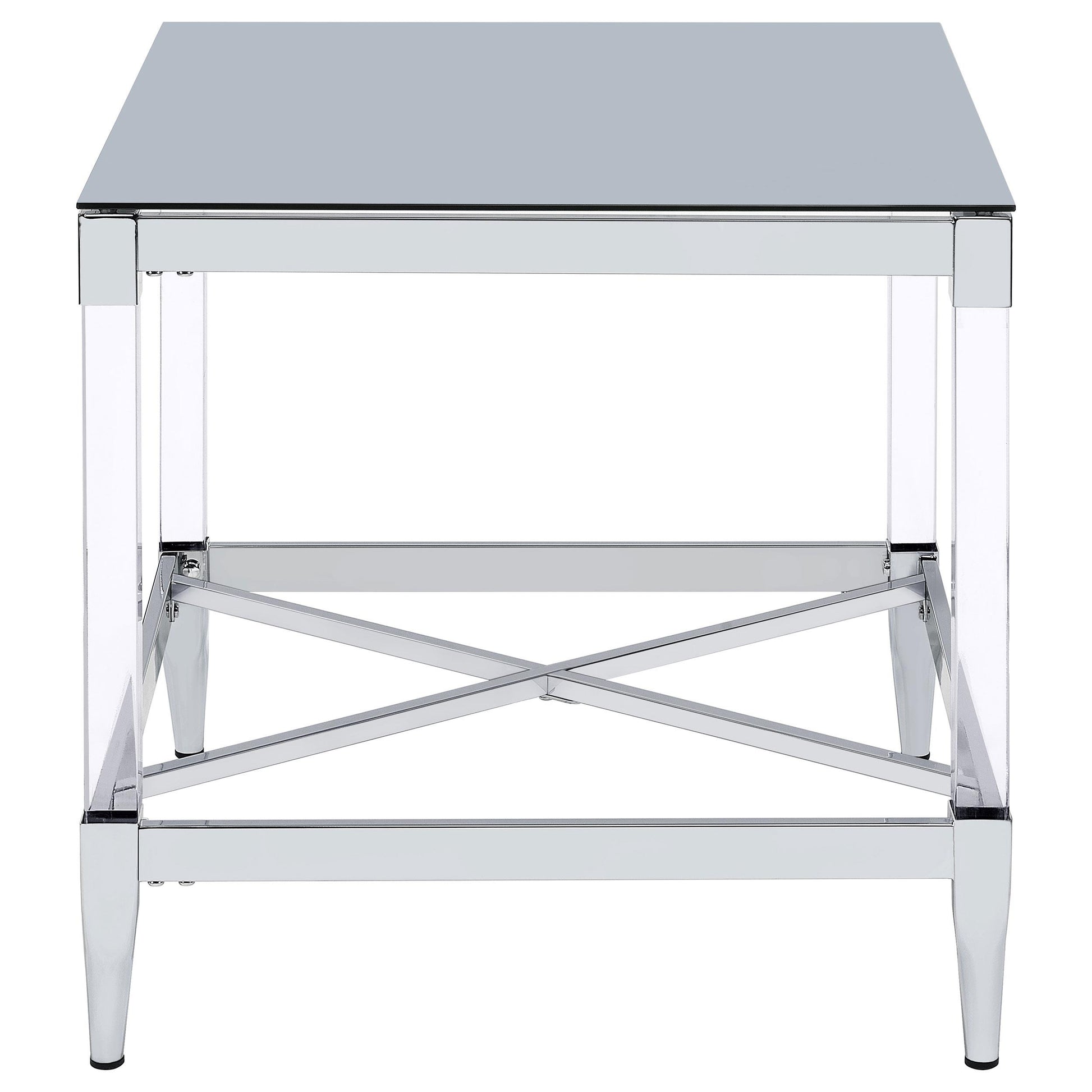  Coaster Furniture Lindley 709727 Square Tempered Mirror Acrylic Side End Table - Chrome IMAGE 6