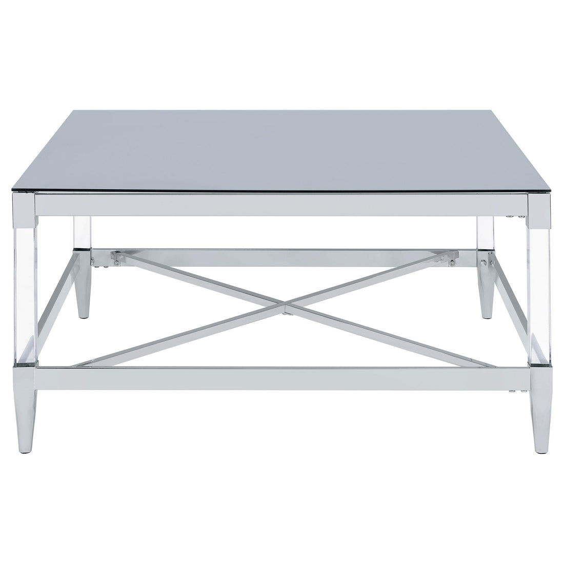  Coaster Furniture Lindley 709728 Square Tempered Mirror Acrylic Coffee Table - Chrome IMAGE 1