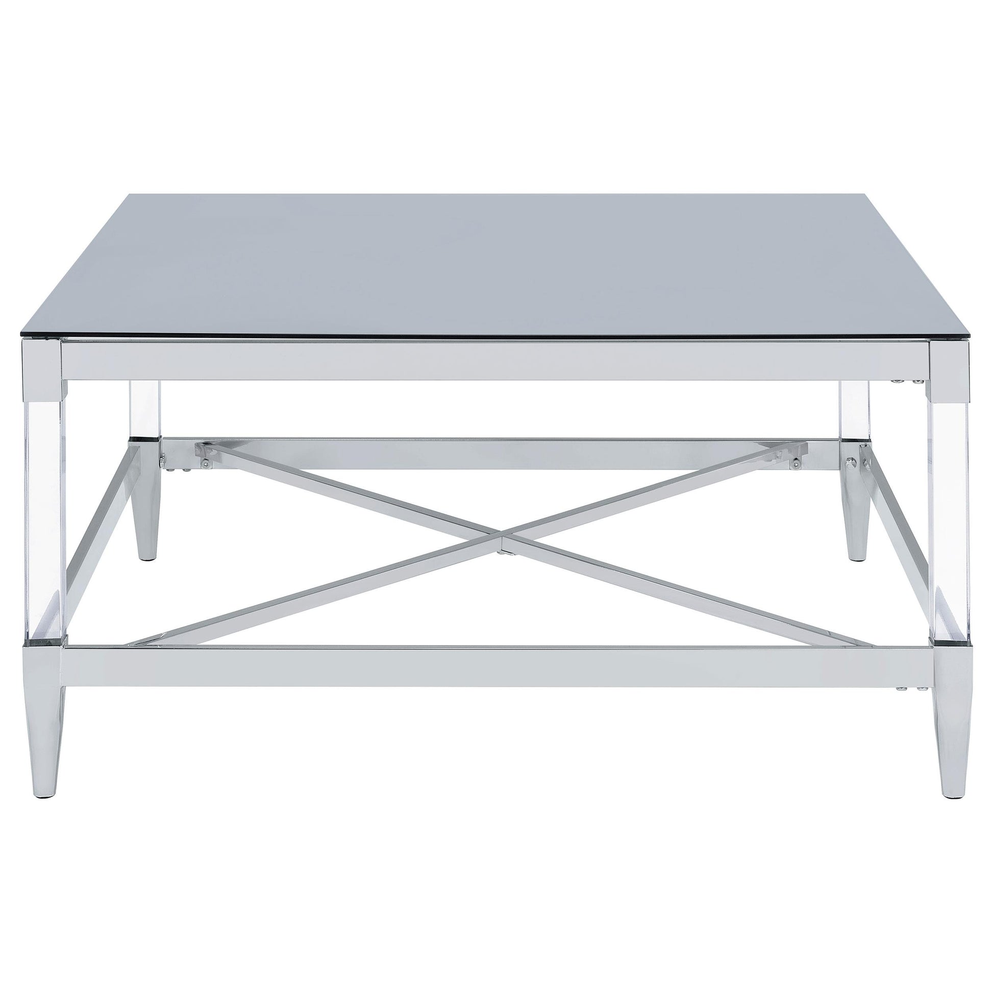  Coaster Furniture Lindley 709728 Square Tempered Mirror Acrylic Coffee Table - Chrome IMAGE 5
