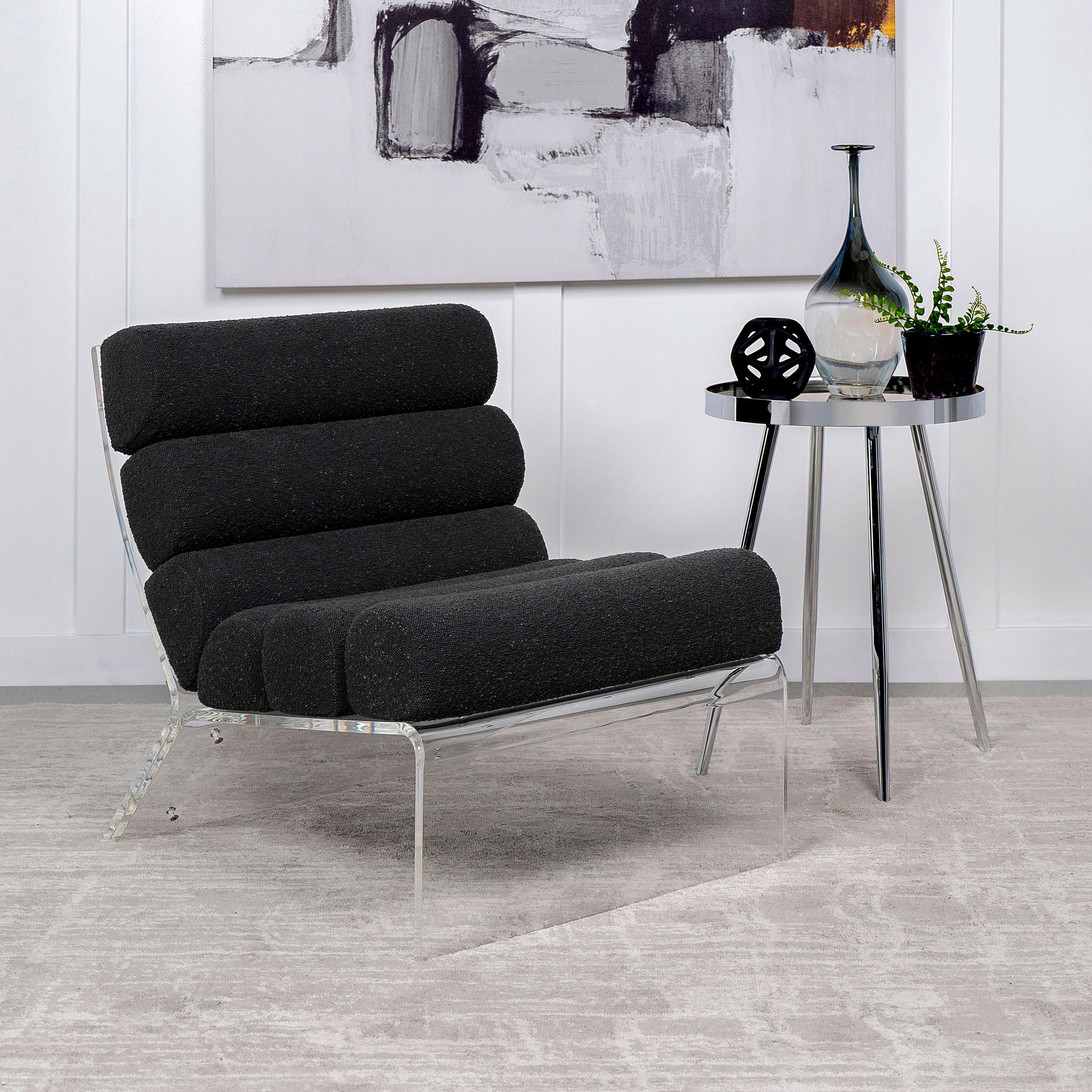  Coaster Furniture Serreta 903162 Boucle Upholstered Armless Acrylic Chair - Black IMAGE 2