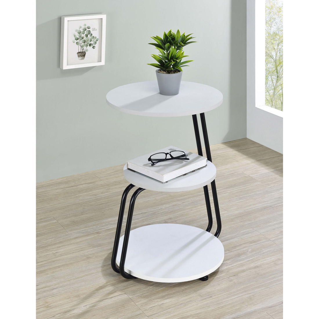  Coaster Furniture Hilly 930071 3-tier Round Accent Side Table - White and Black IMAGE 1