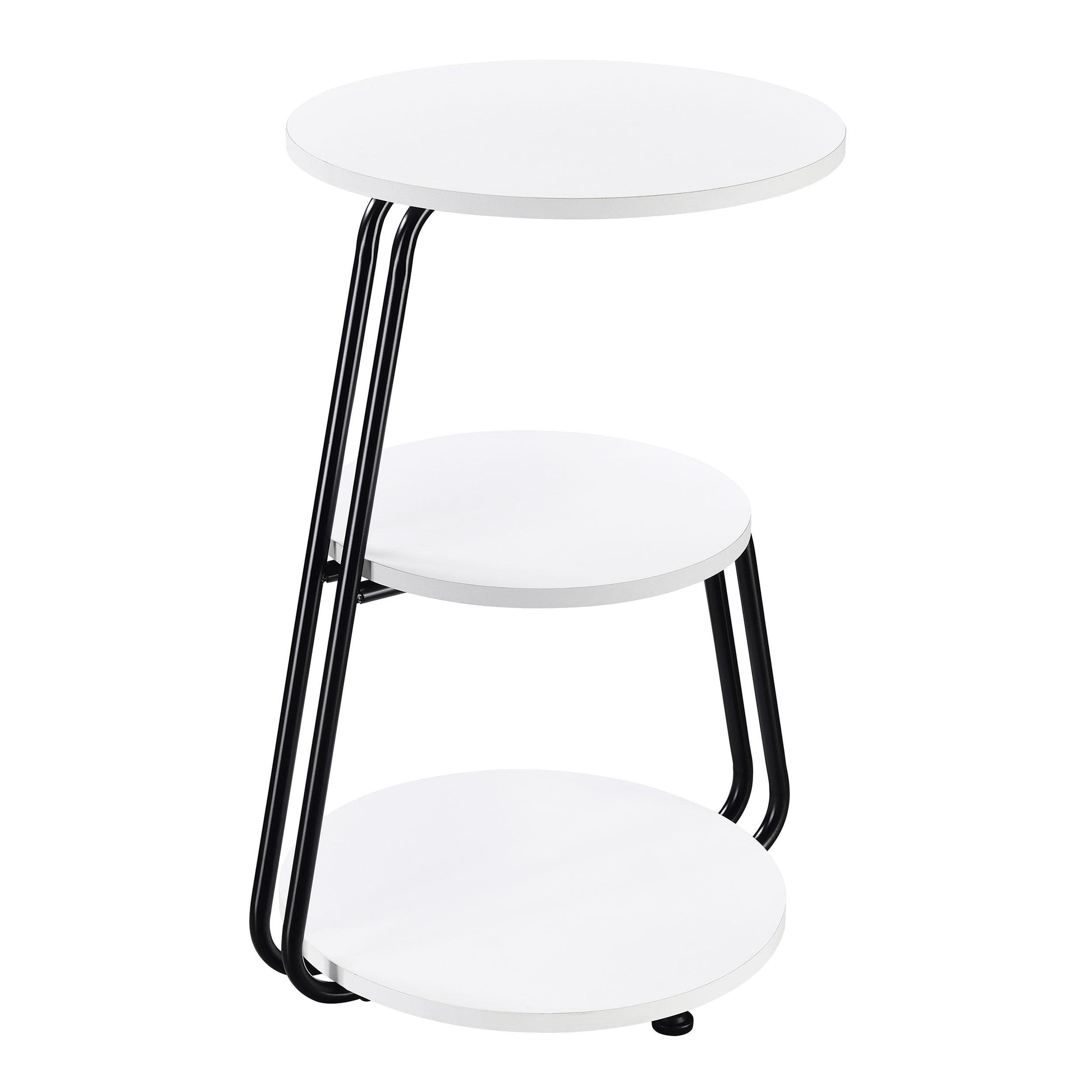  Coaster Furniture Hilly 930071 3-tier Round Accent Side Table - White and Black IMAGE 6