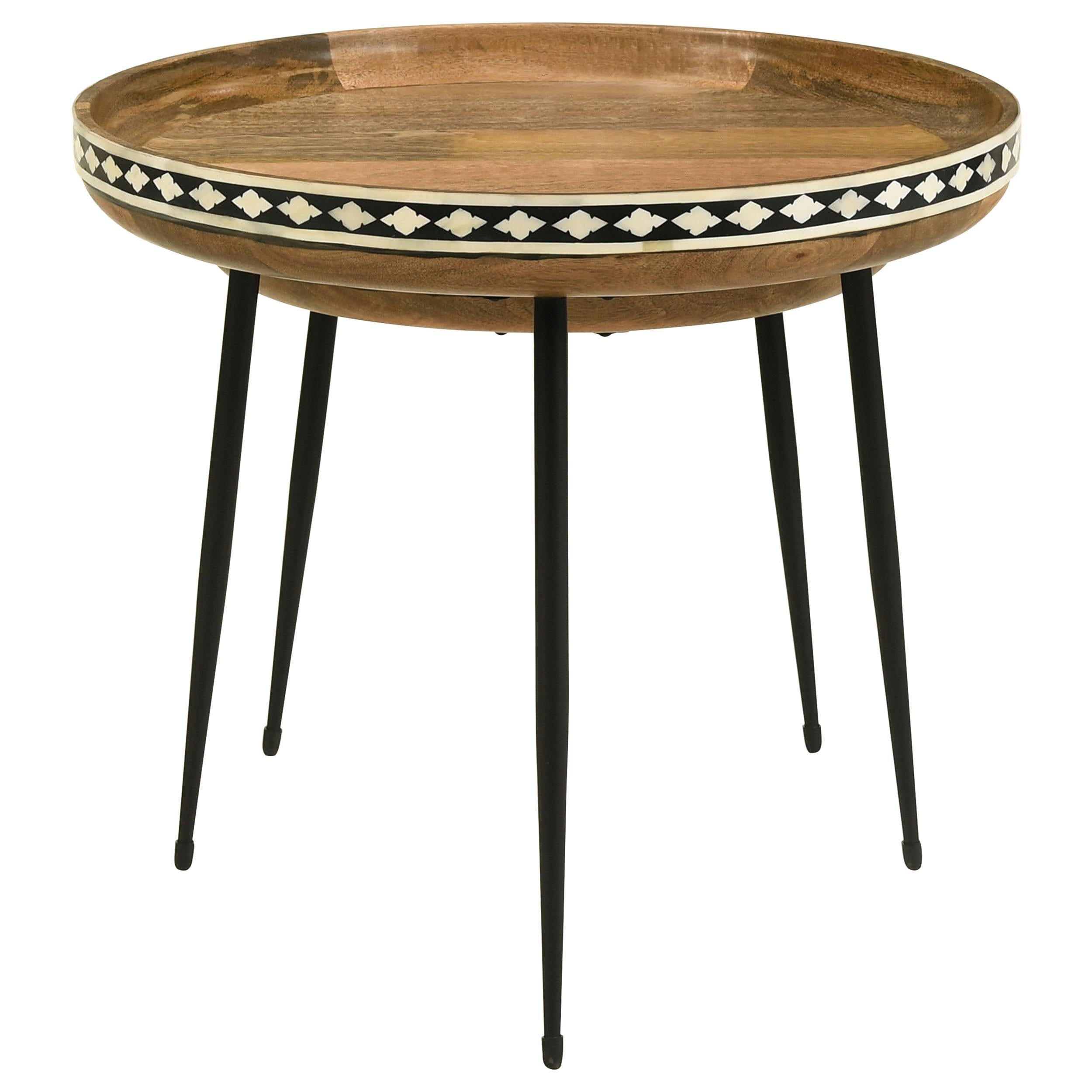  Coaster Furniture Ollie 930193 2-piece Solid Wood Bone Inlay Nesting Table - Natural IMAGE 5