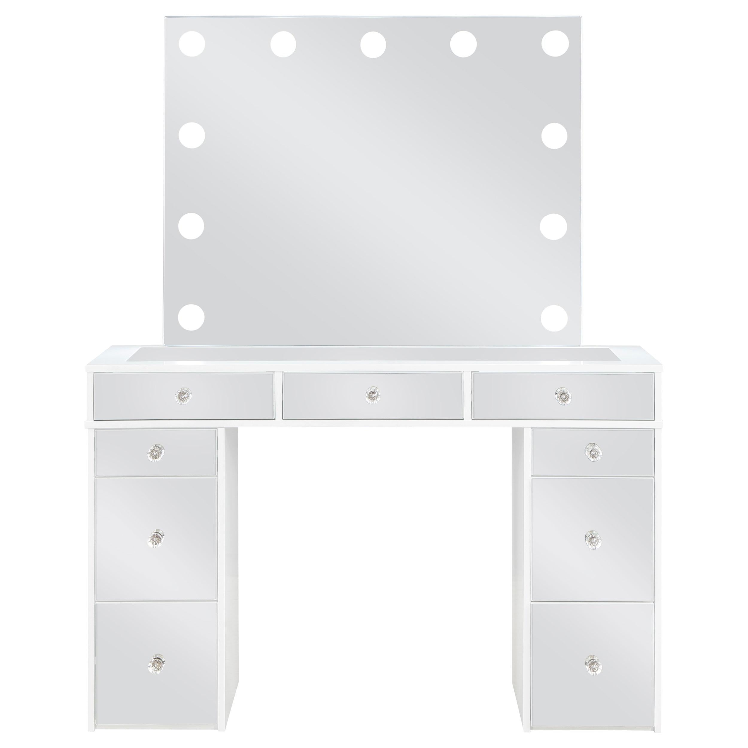  Coaster Furniture Regina 930245 Makeup Vanity Table Set with Lighting - White IMAGE 4
