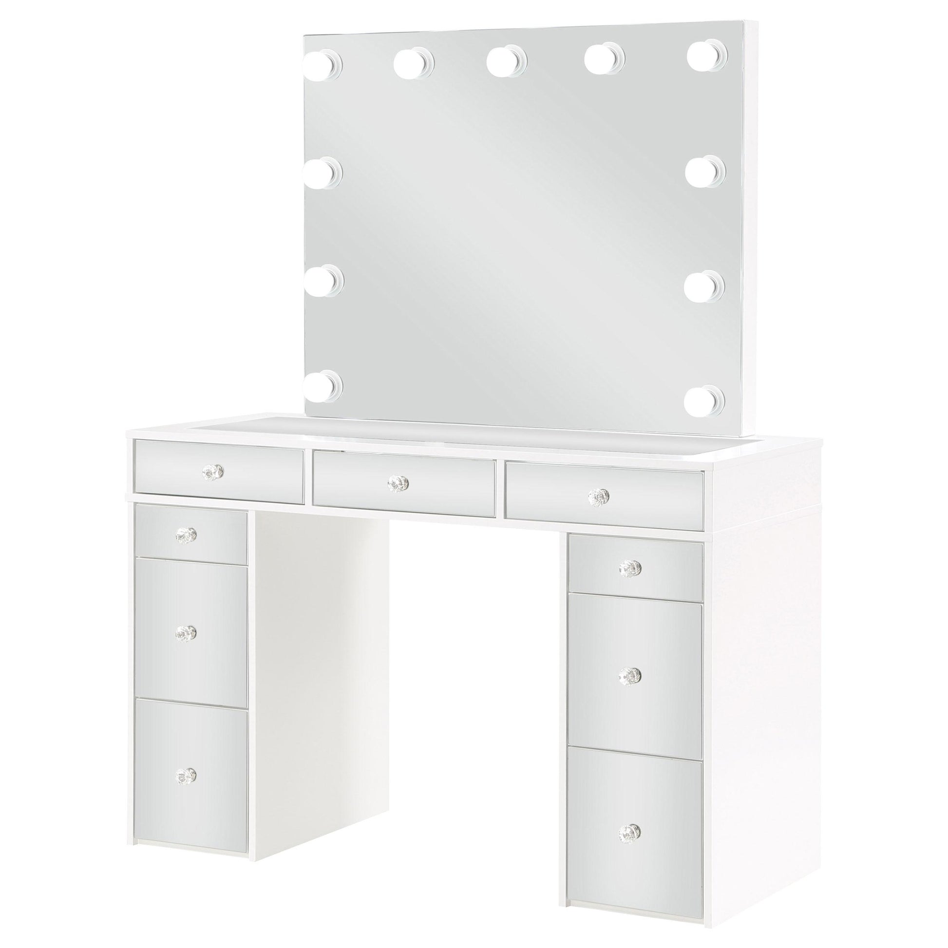  Coaster Furniture Regina 930245 Makeup Vanity Table Set with Lighting - White IMAGE 5