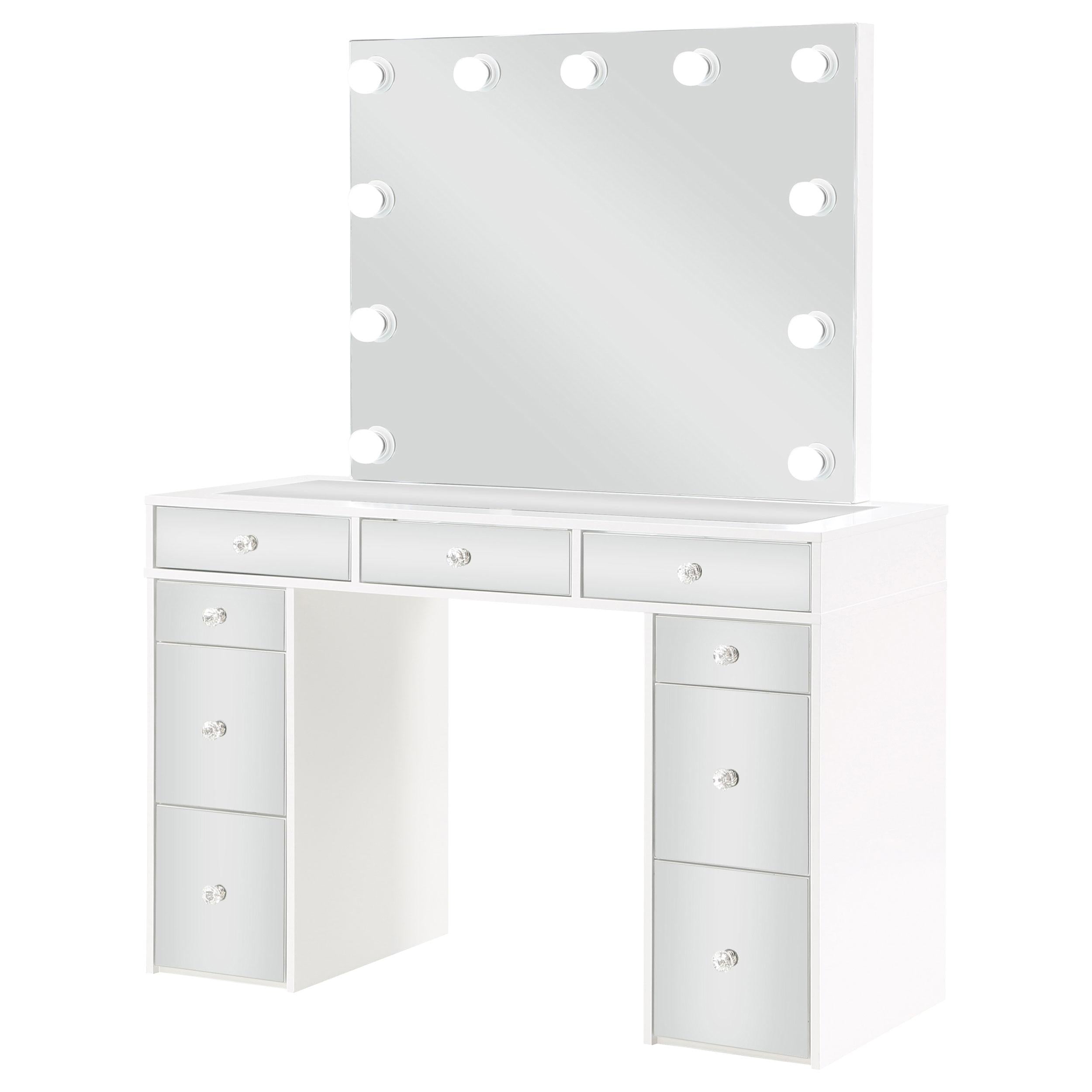 Coaster Furniture Regina 930245 Makeup Vanity Table Set with Lighting - White IMAGE 5