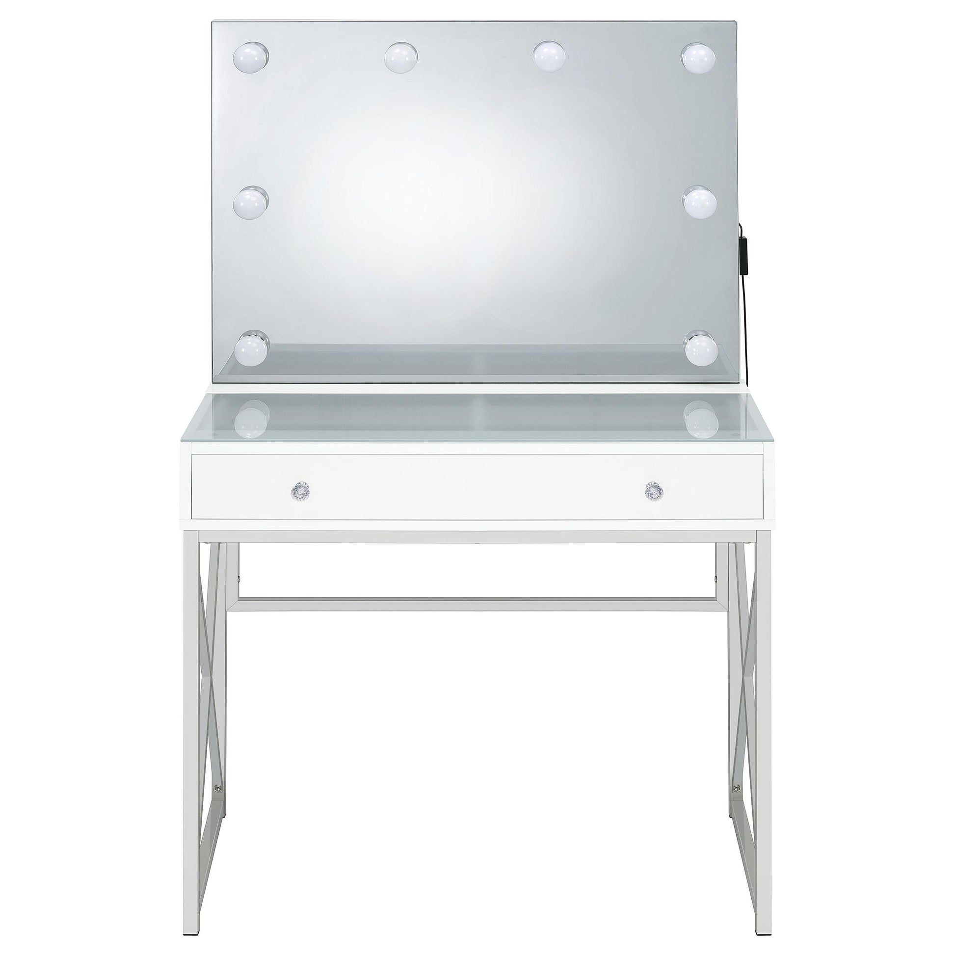  Coaster Furniture Eliza 936164 Vanity Set with Lighting & Stool - White and Chrome IMAGE 10