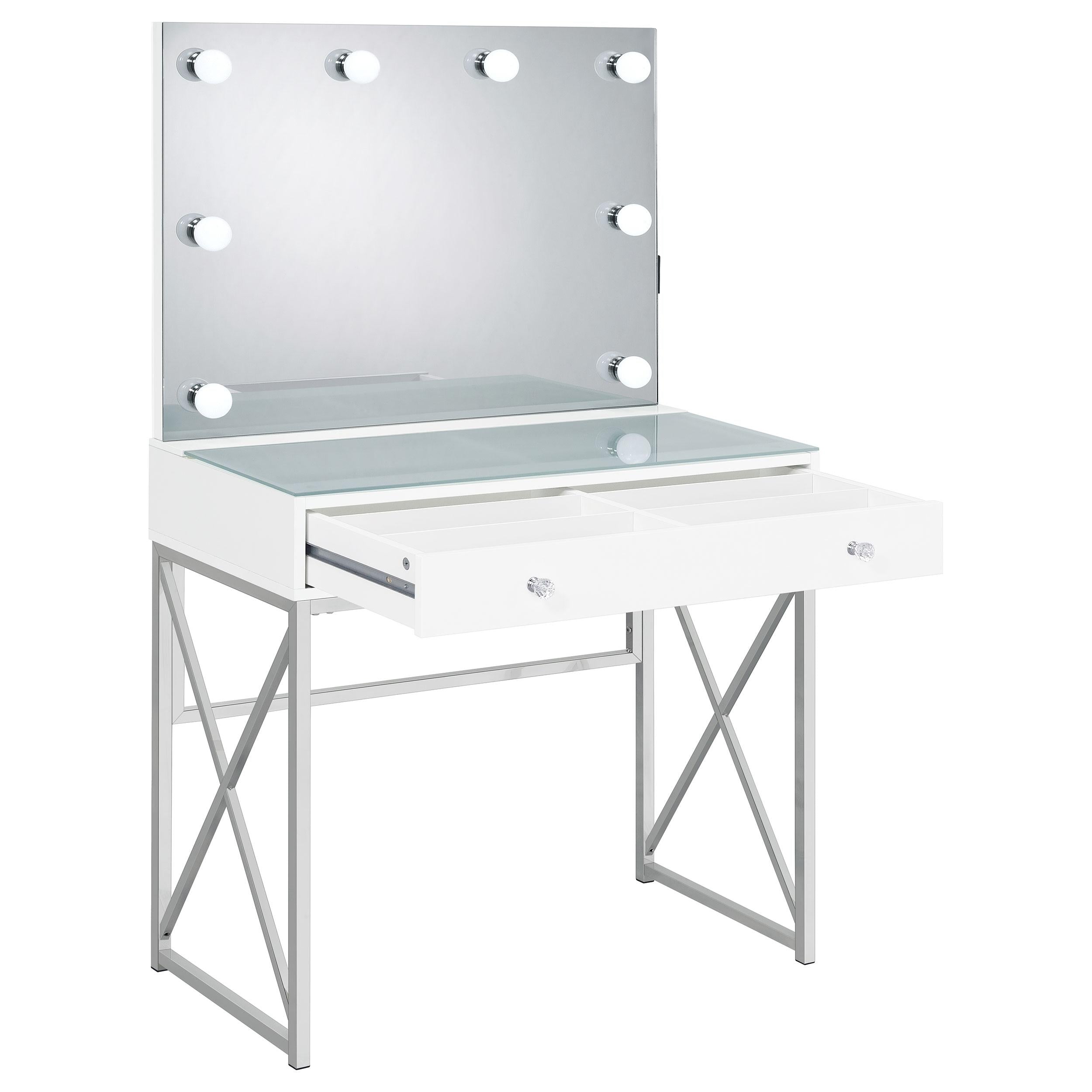  Coaster Furniture Eliza 936164 Vanity Set with Lighting & Stool - White and Chrome IMAGE 9