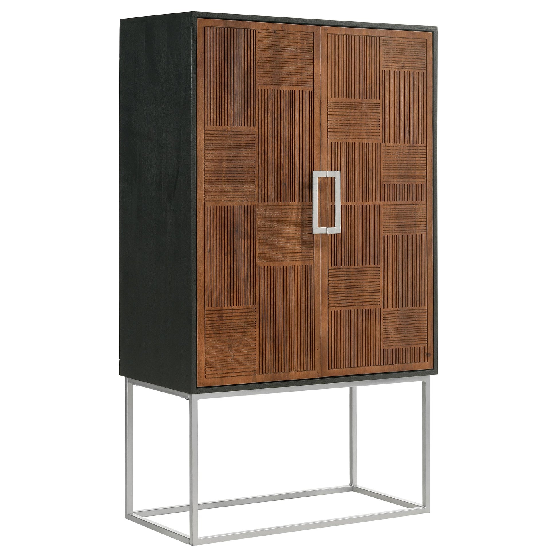  Coaster Furniture Borman 950318 2-door Home Bar Cabinet Wine Storage - Walnut and Black IMAGE 1