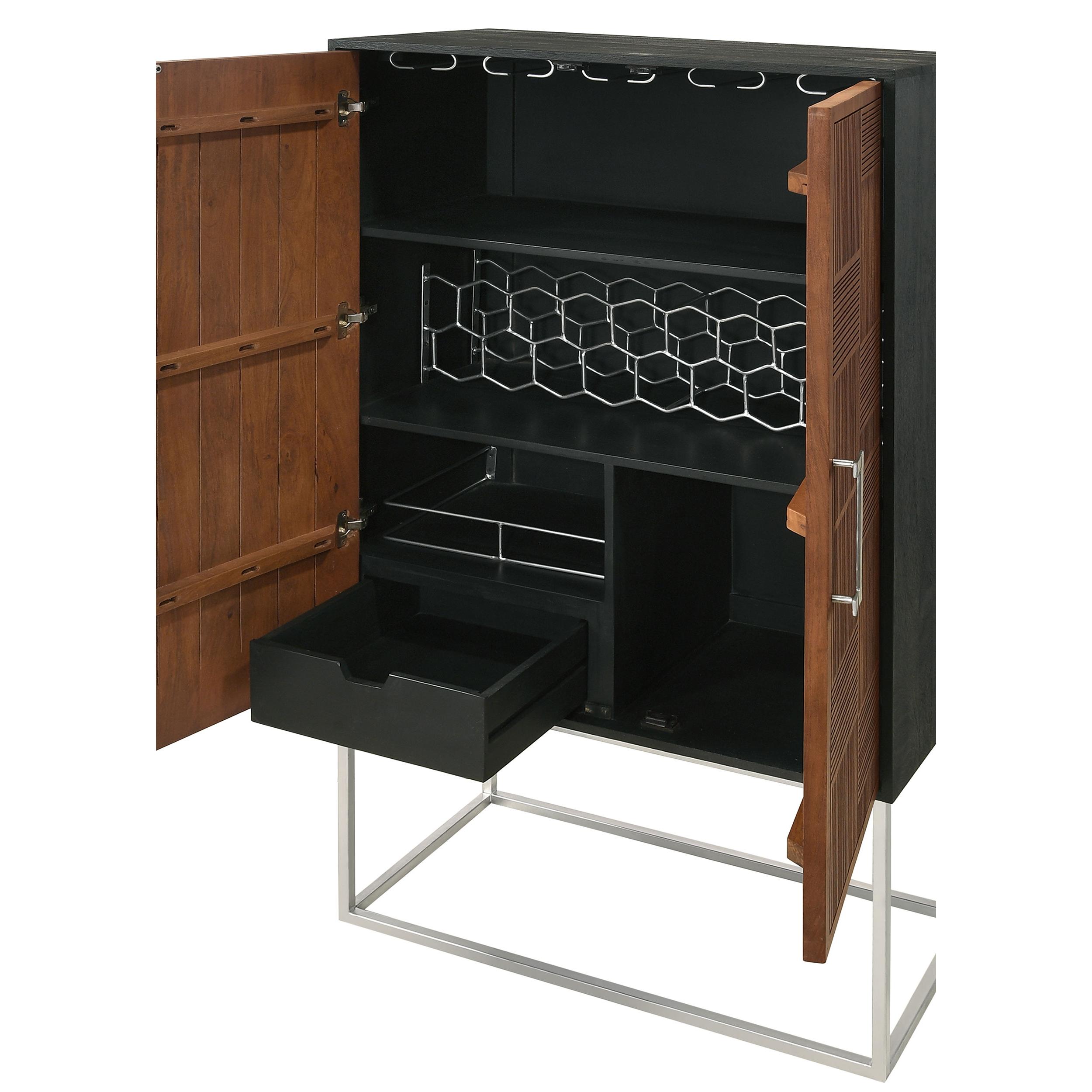  Coaster Furniture Borman 950318 2-door Home Bar Cabinet Wine Storage - Walnut and Black IMAGE 10