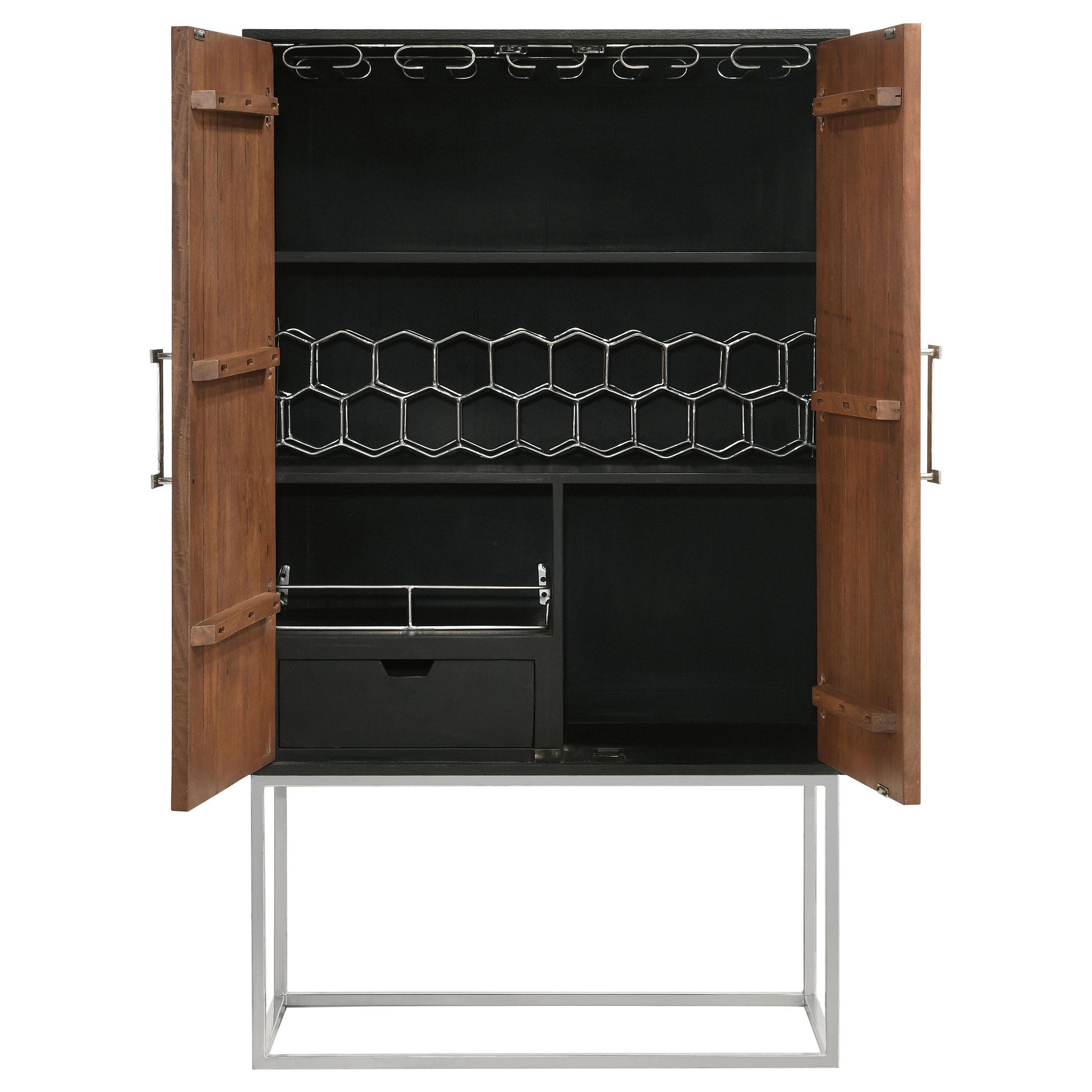  Coaster Furniture Borman 950318 2-door Home Bar Cabinet Wine Storage - Walnut and Black IMAGE 6