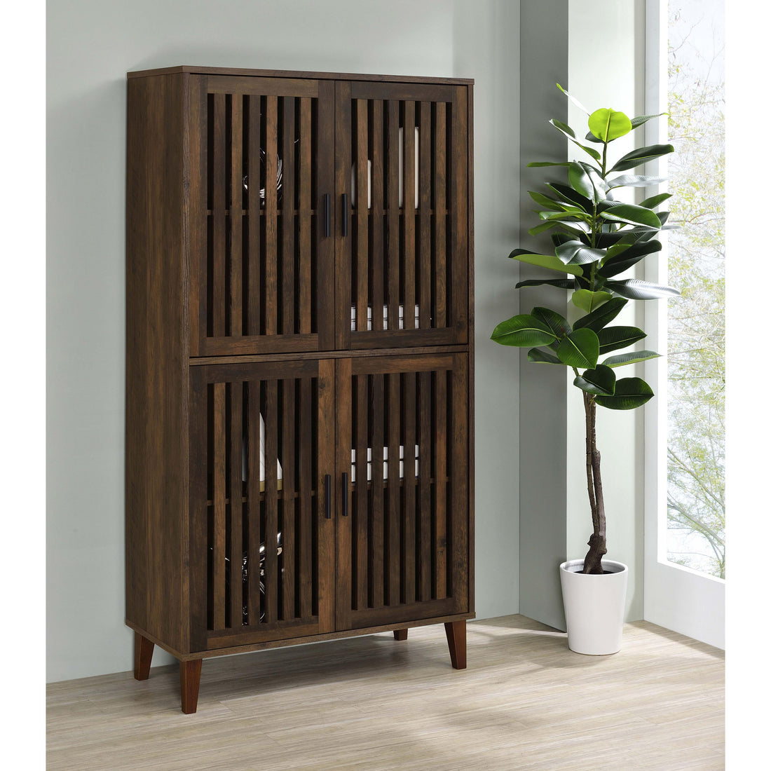  Coaster Furniture Elouise 950335 4-door Engineered Wood Tall Accent Cabinet - Dark Pine IMAGE 1