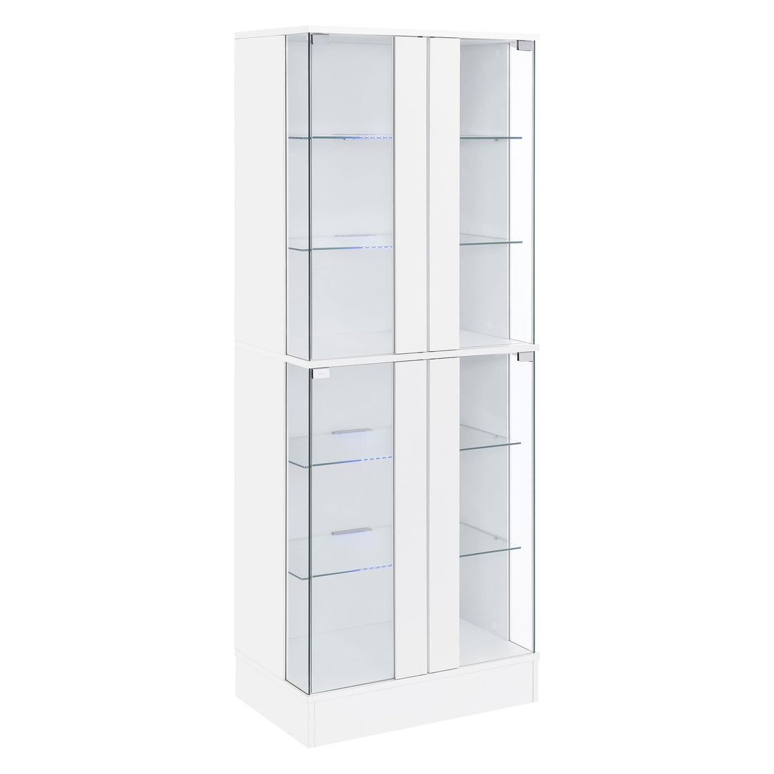 Coaster Furniture Cabra 950397 4-door LED Curio Display Cabinet - White High Gloss IMAGE 1