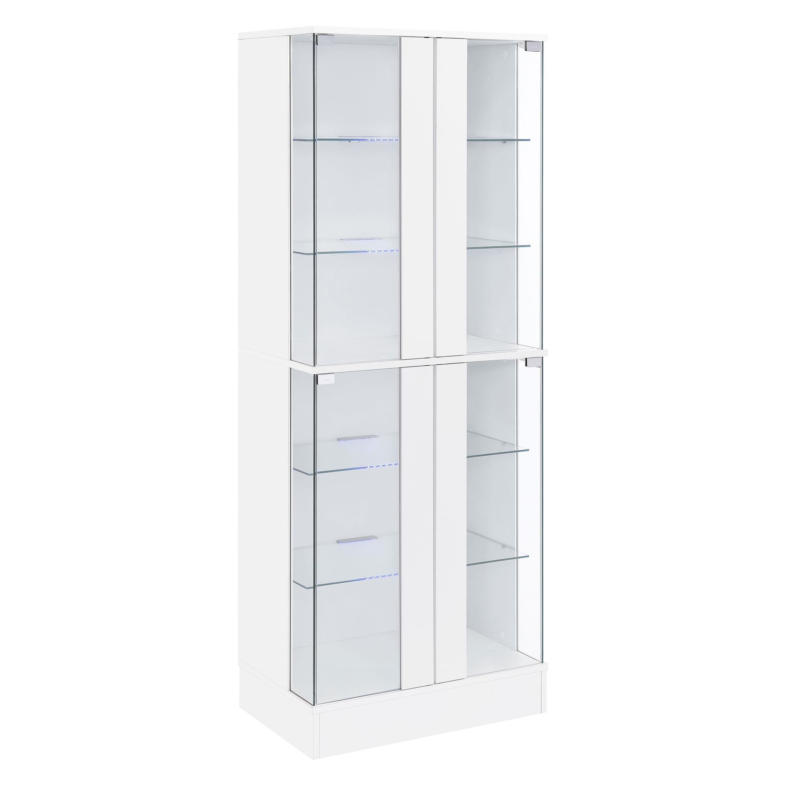  Coaster Furniture Cabra 950397 4-door LED Curio Display Cabinet - White High Gloss IMAGE 2