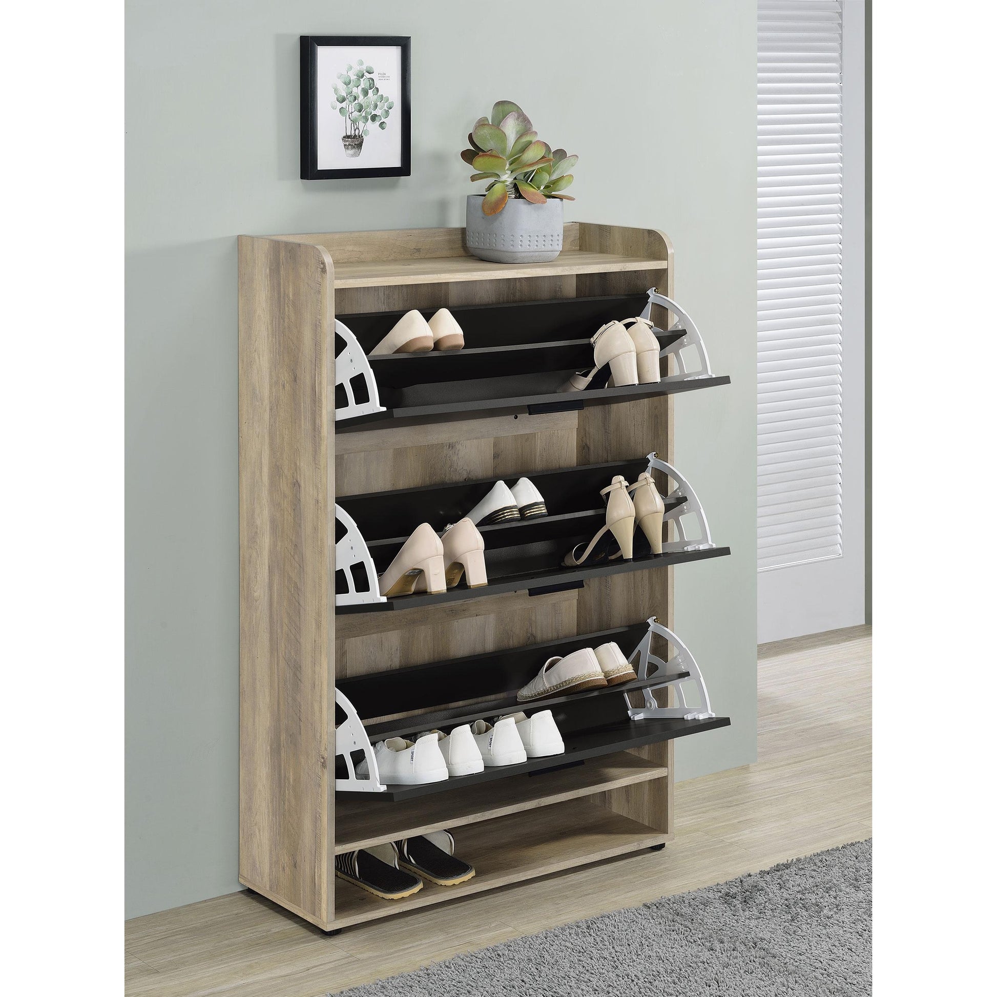  Coaster Furniture Denia 950404 3-tier Engineered Wood Shoe Cabinet - Grey IMAGE 3