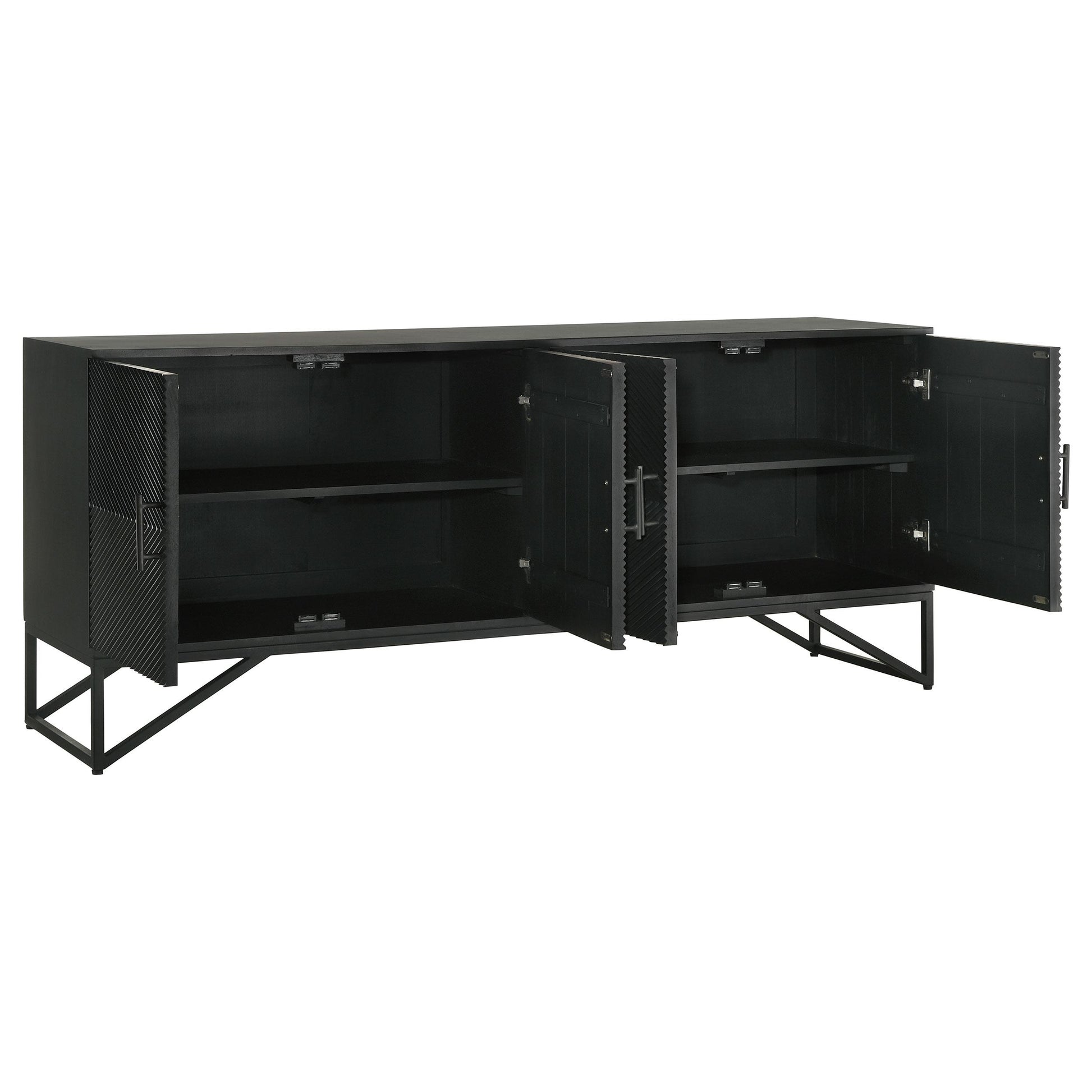  Coaster Furniture Riddell 959631 4-door Wood Reeding Accent Cabinet - Matte Black IMAGE 3