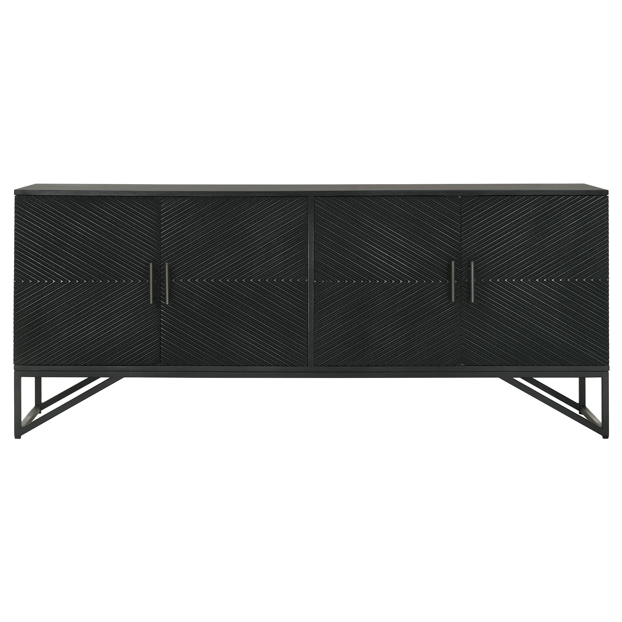  Coaster Furniture Riddell 959631 4-door Wood Reeding Accent Cabinet - Matte Black IMAGE 4