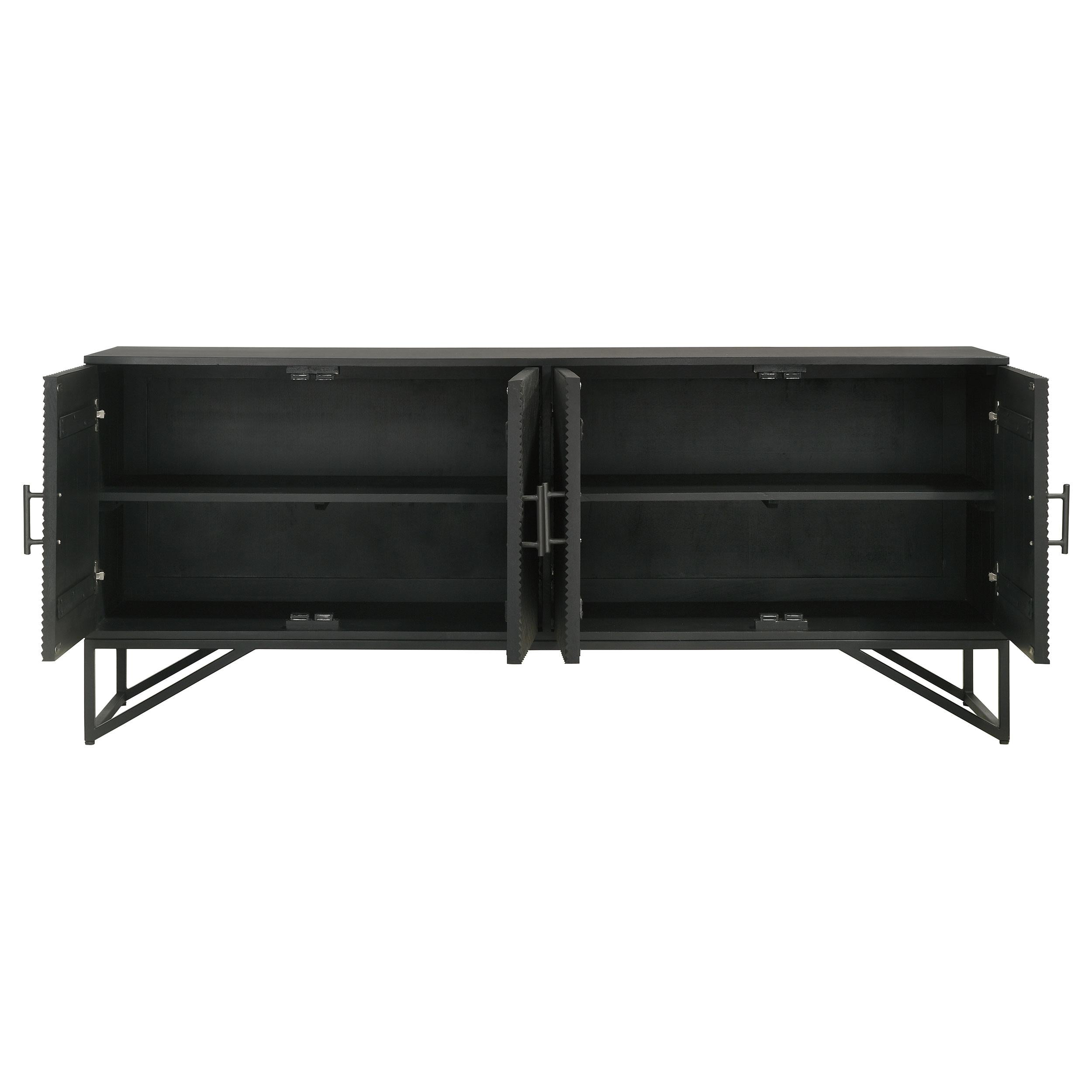  Coaster Furniture Riddell 959631 4-door Wood Reeding Accent Cabinet - Matte Black IMAGE 5