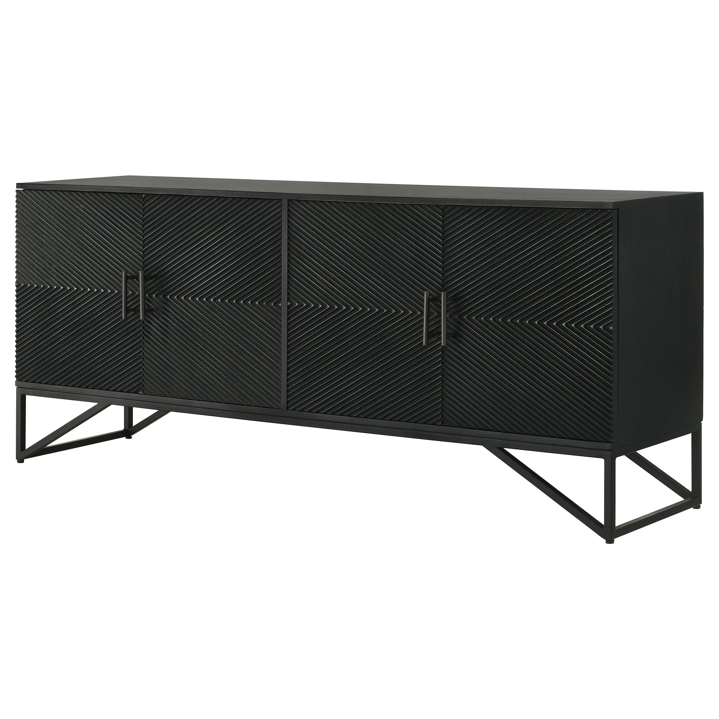  Coaster Furniture Riddell 959631 4-door Wood Reeding Accent Cabinet - Matte Black IMAGE 6