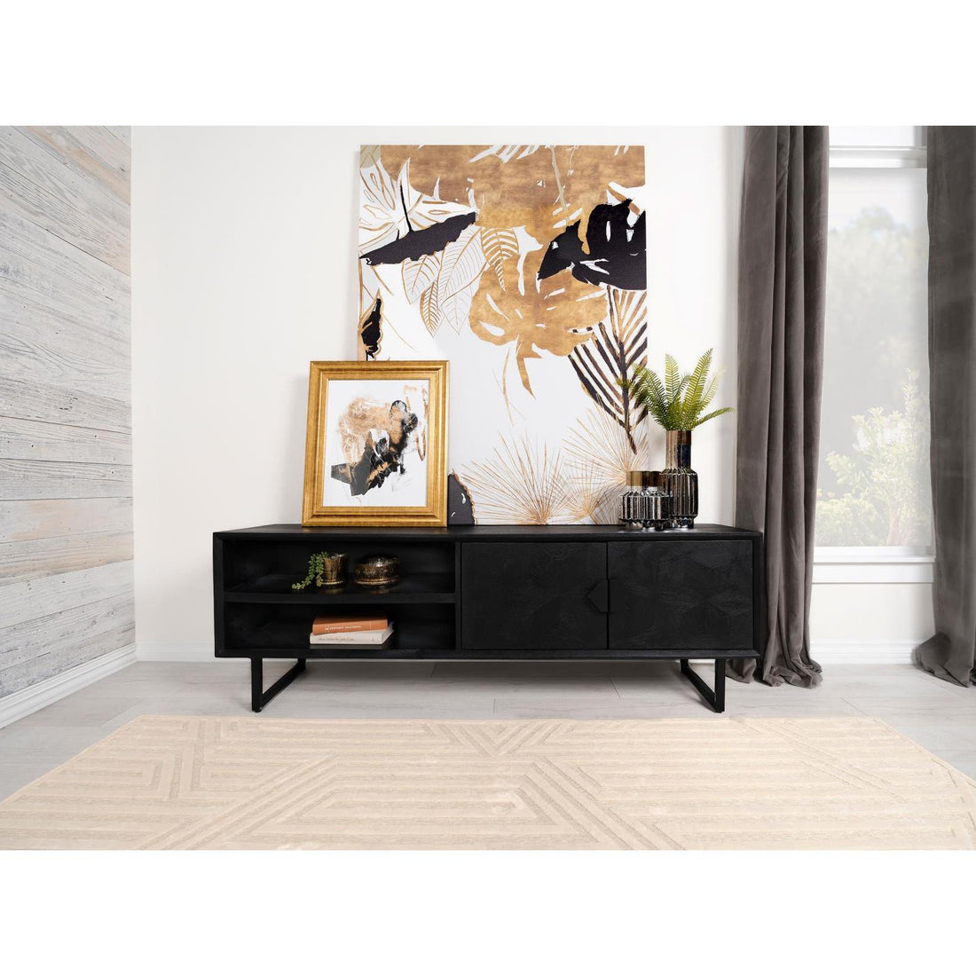  Coaster Furniture Marsden 703003 2-door Mango Wood 70" TV Stand - Charcoal Black IMAGE 1