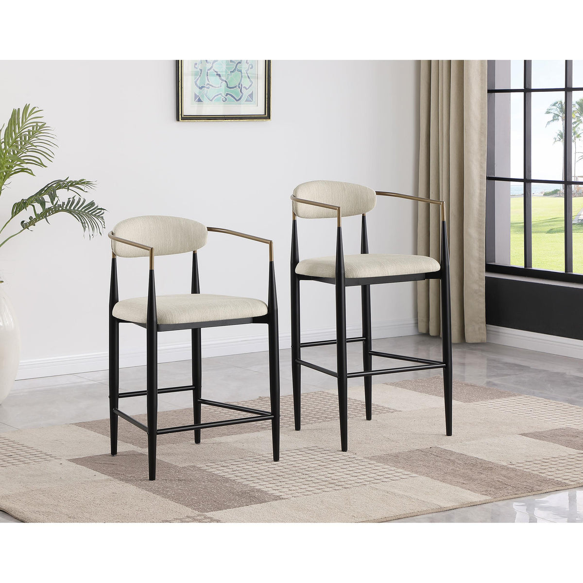  Coaster Furniture Tina 121187 Fabric Upholstered Bar Chair - Beige IMAGE 10