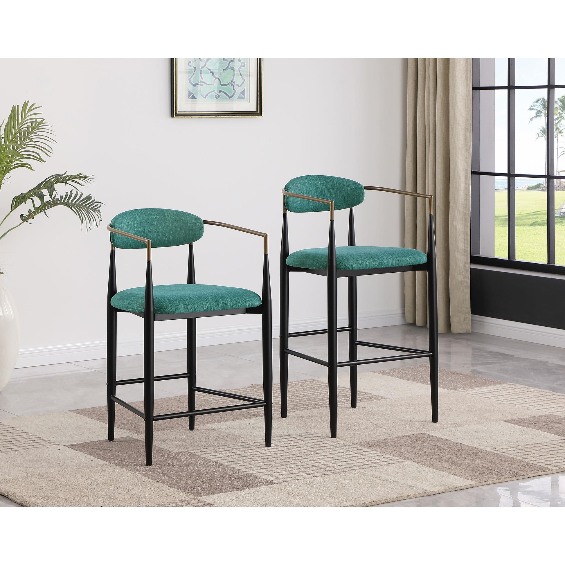  Coaster Furniture Tina 121188 Fabric Upholstered Bar Chair - Green IMAGE 9