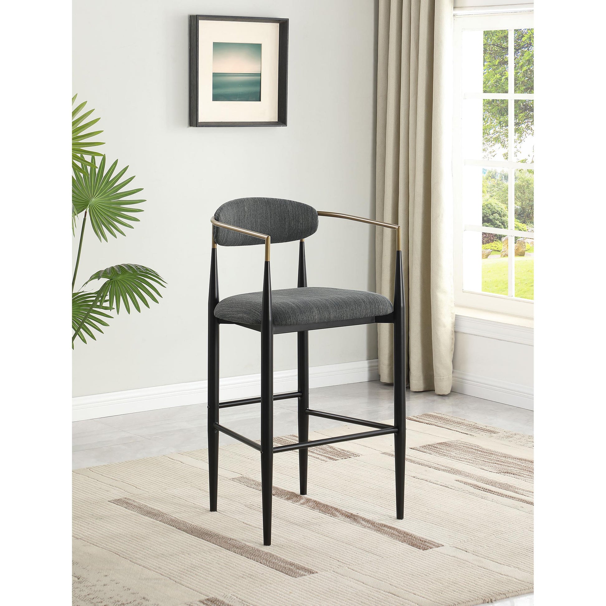  Coaster Furniture Tina 121189 Fabric Upholstered Bar Chair - Dark Grey IMAGE 8