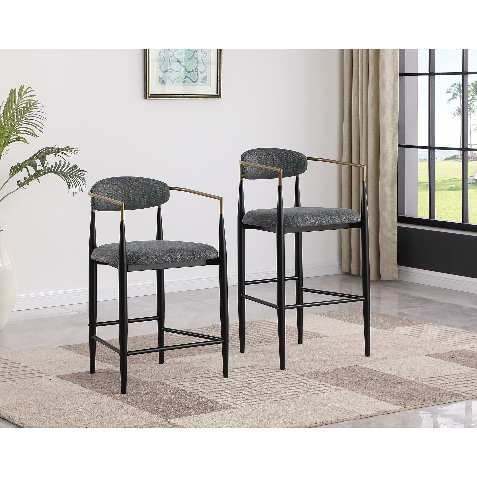  Coaster Furniture Tina 121189 Fabric Upholstered Bar Chair - Dark Grey IMAGE 9