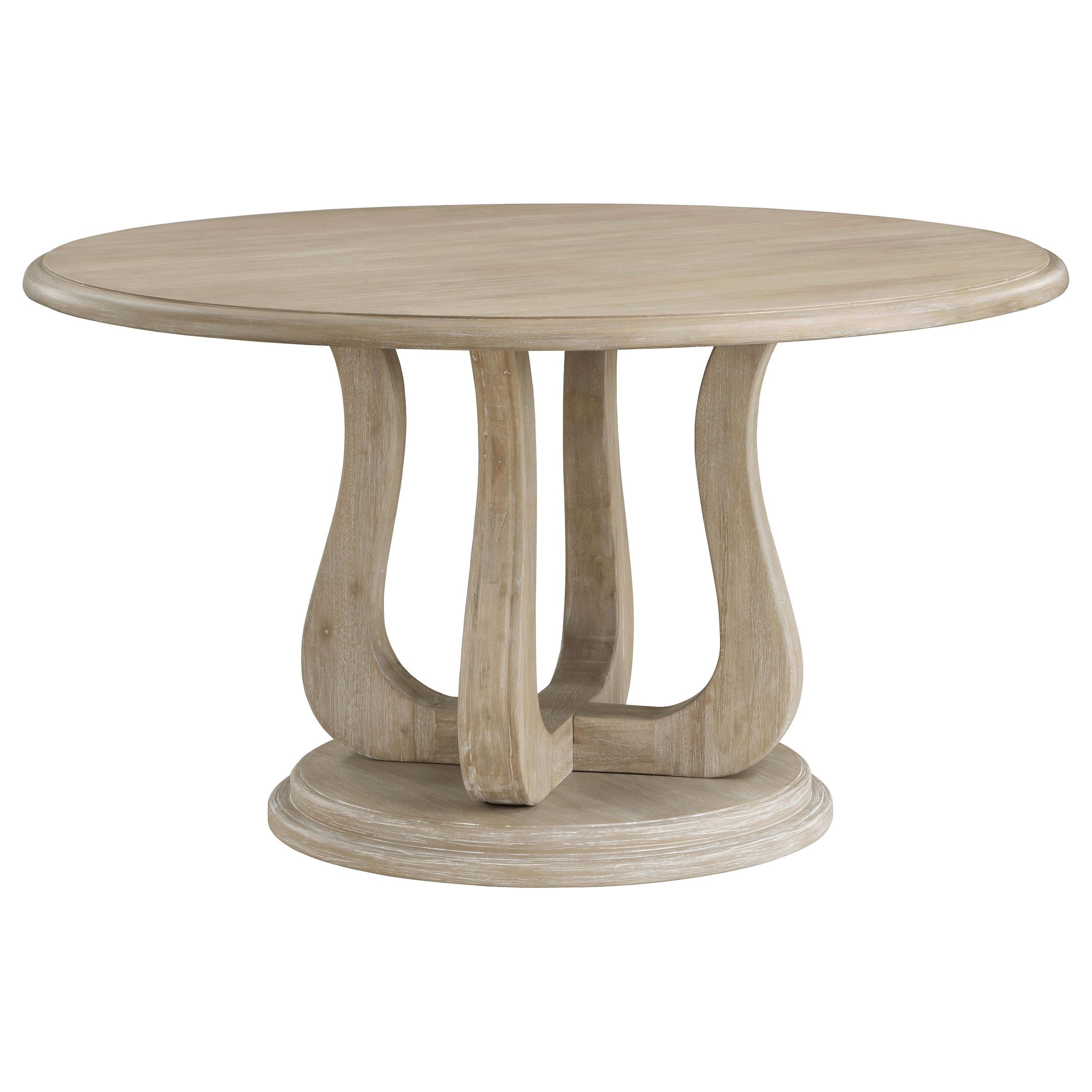  Coaster Furniture Trofello 123120 Round 60-inch Pedestal Dining Table - White Washed IMAGE 1