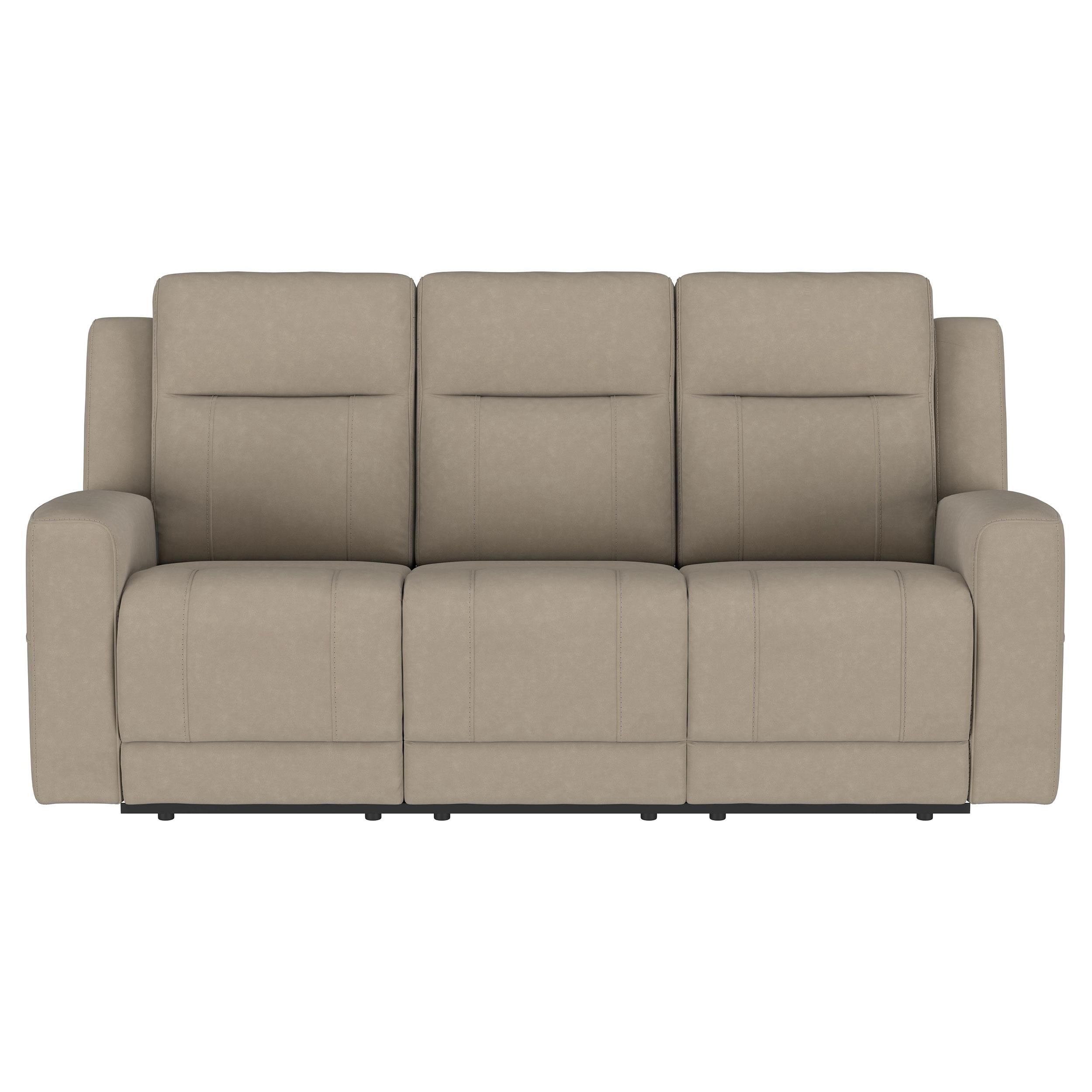  Coaster Furniture Brentwood 610281 Upholstered Motion Reclining Sofa - Taupe IMAGE 2