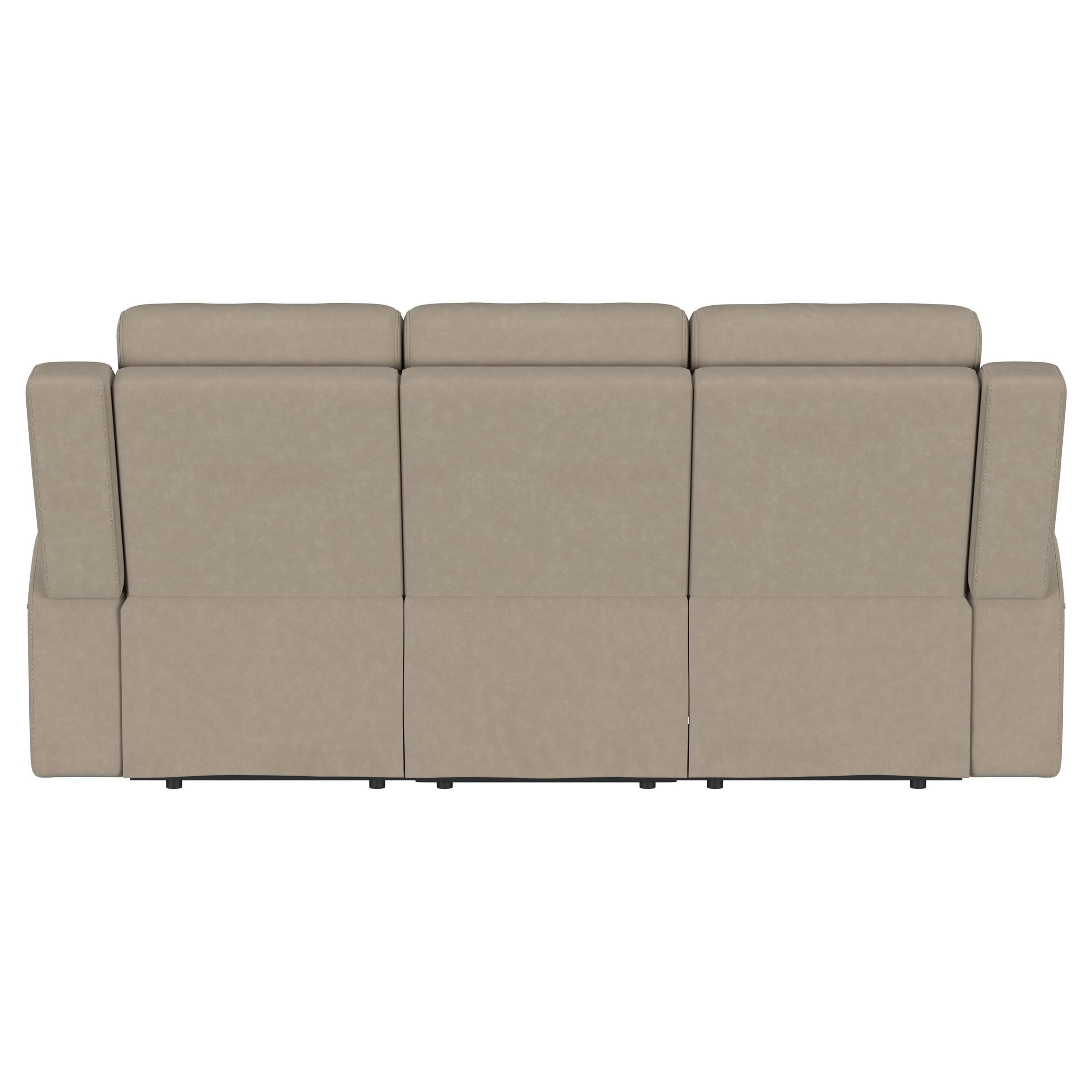  Coaster Furniture Brentwood 610281 Upholstered Motion Reclining Sofa - Taupe IMAGE 6