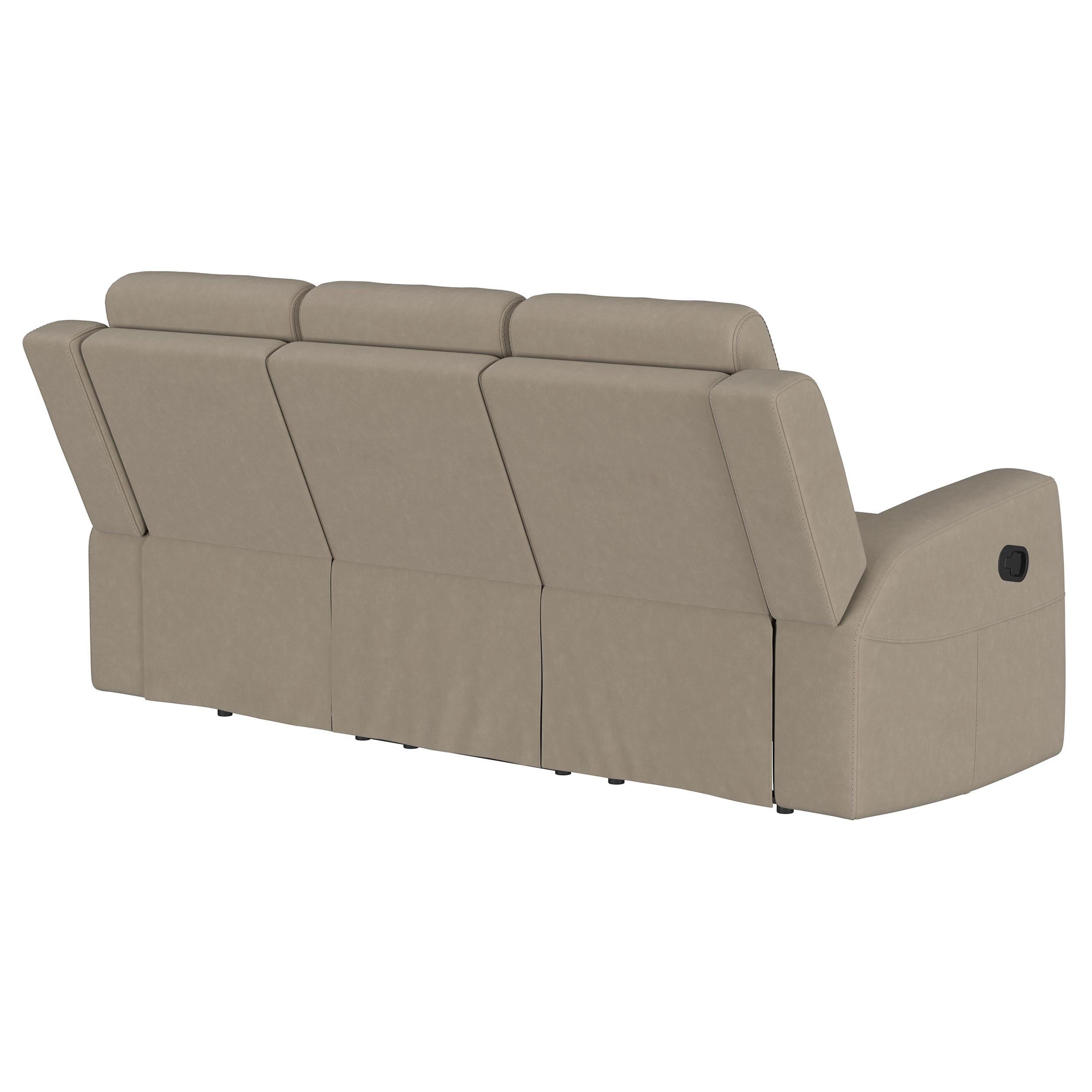  Coaster Furniture Brentwood 610281 Upholstered Motion Reclining Sofa - Taupe IMAGE 7