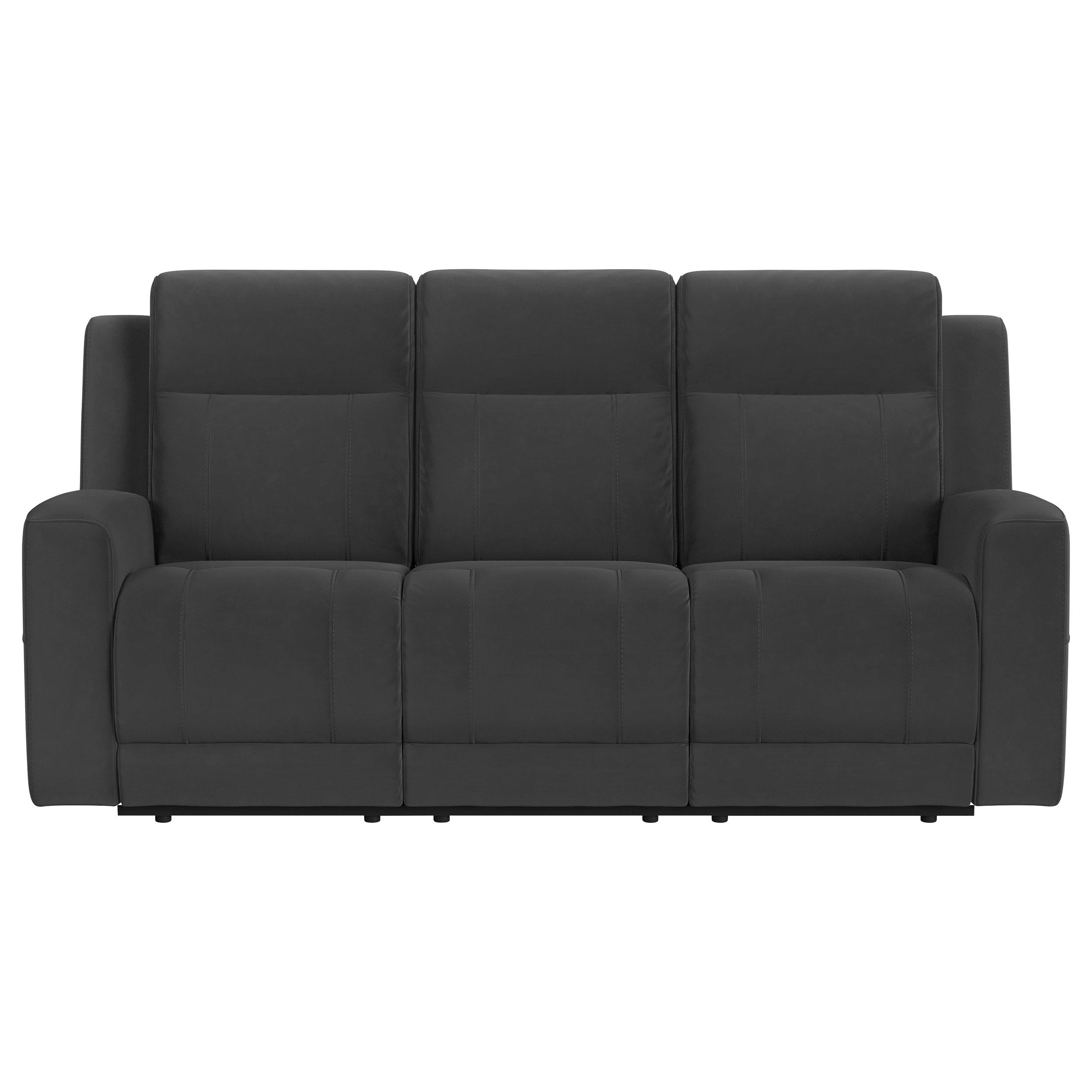  Coaster Furniture Brentwood 610284 Upholstered Motion Reclining Sofa - Dark Charcoal IMAGE 2