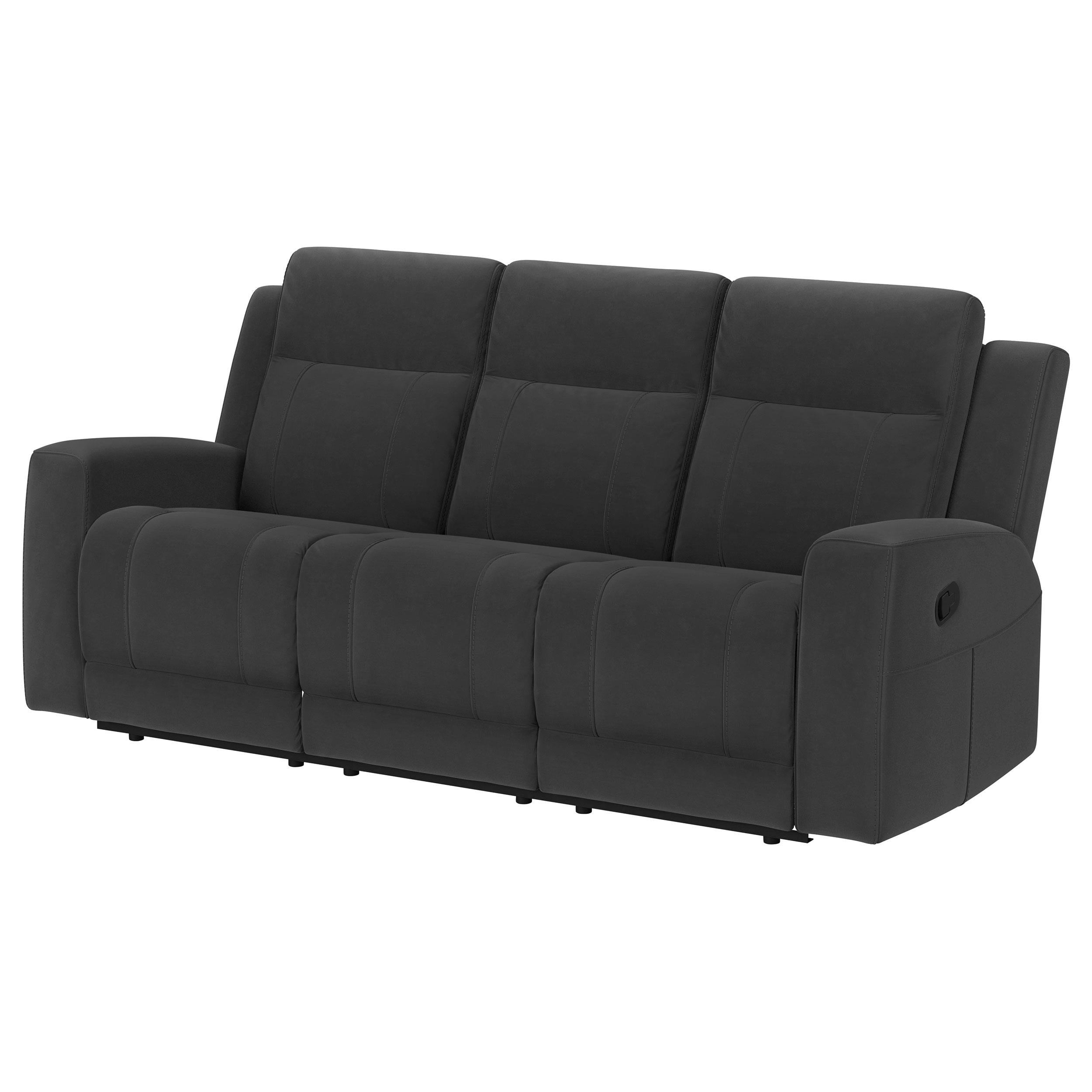 Coaster Furniture Brentwood 610284 Upholstered Motion Reclining Sofa - Dark Charcoal IMAGE 3