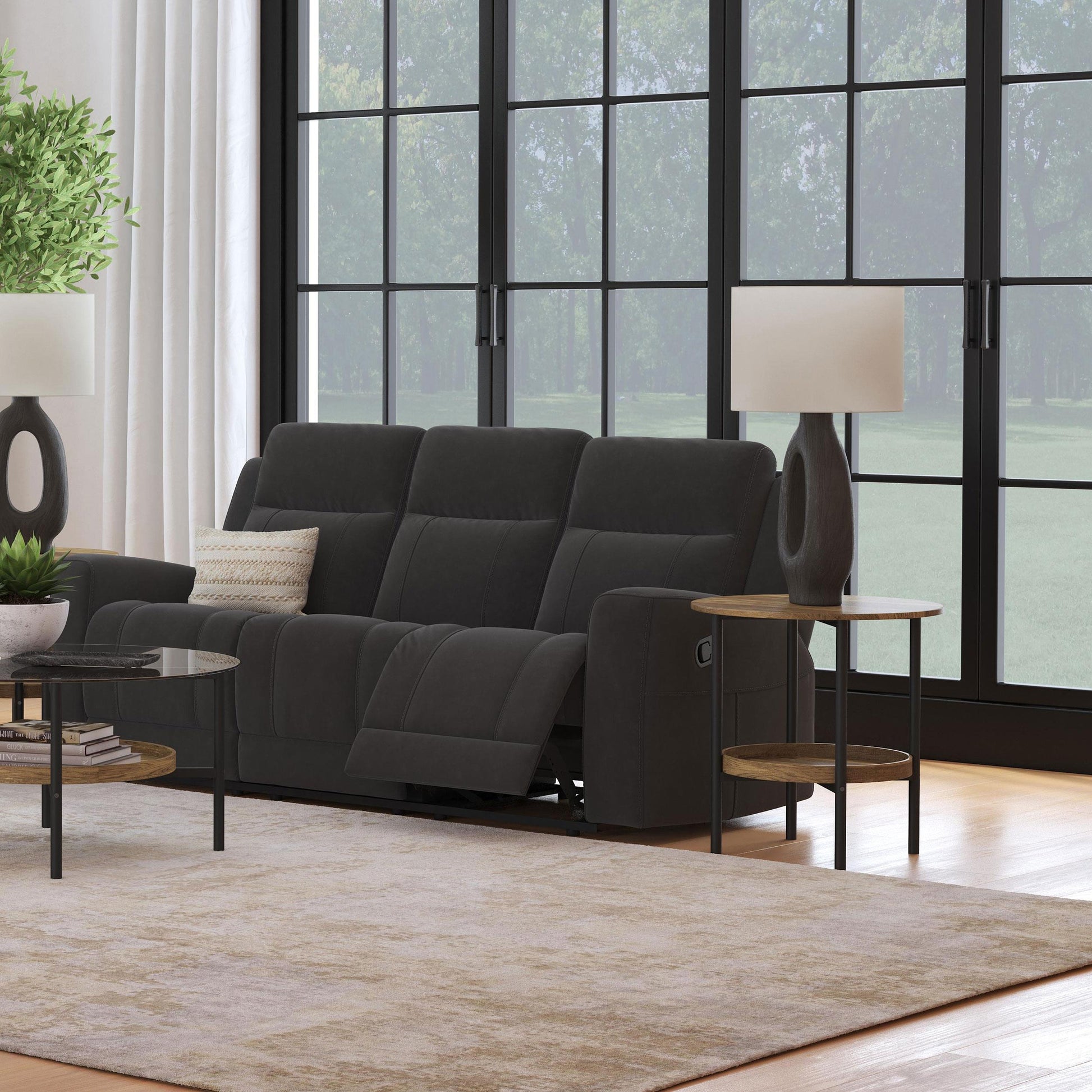  Coaster Furniture Brentwood 610284 Upholstered Motion Reclining Sofa - Dark Charcoal IMAGE 9
