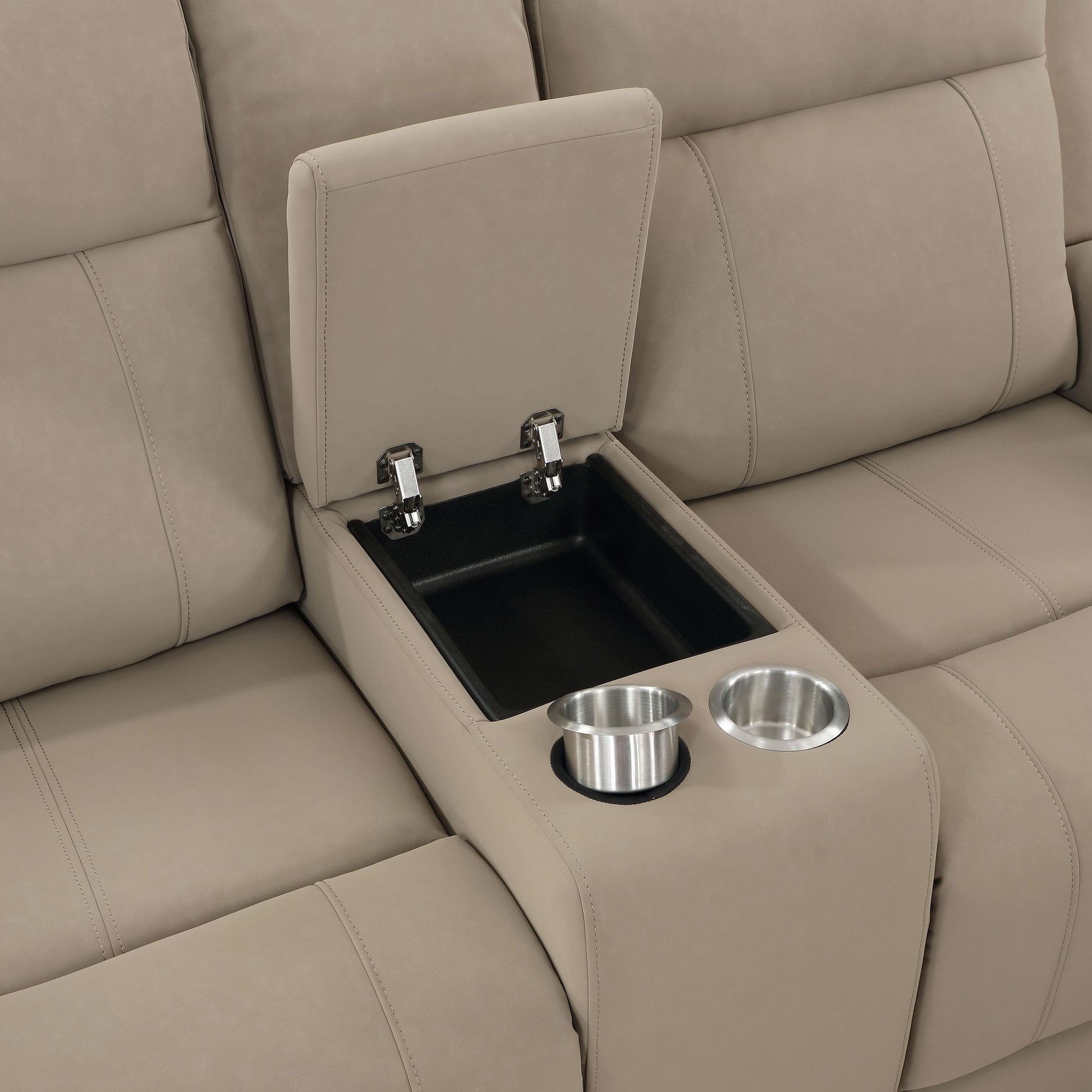  Coaster Furniture Brentwood 610282 Upholstered Motion Reclining Loveseat - Taupe IMAGE 12