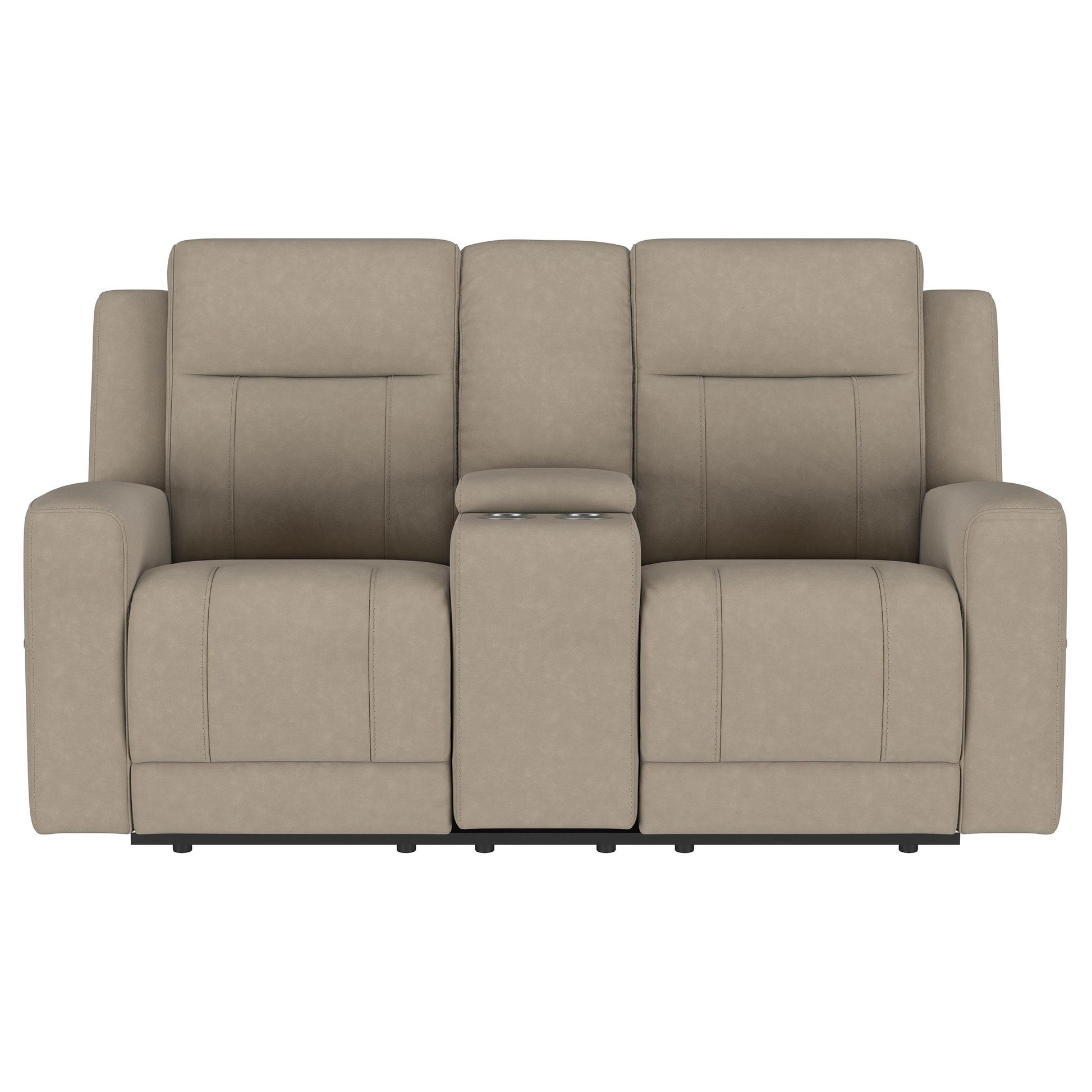  Coaster Furniture Brentwood 610282 Upholstered Motion Reclining Loveseat - Taupe IMAGE 3
