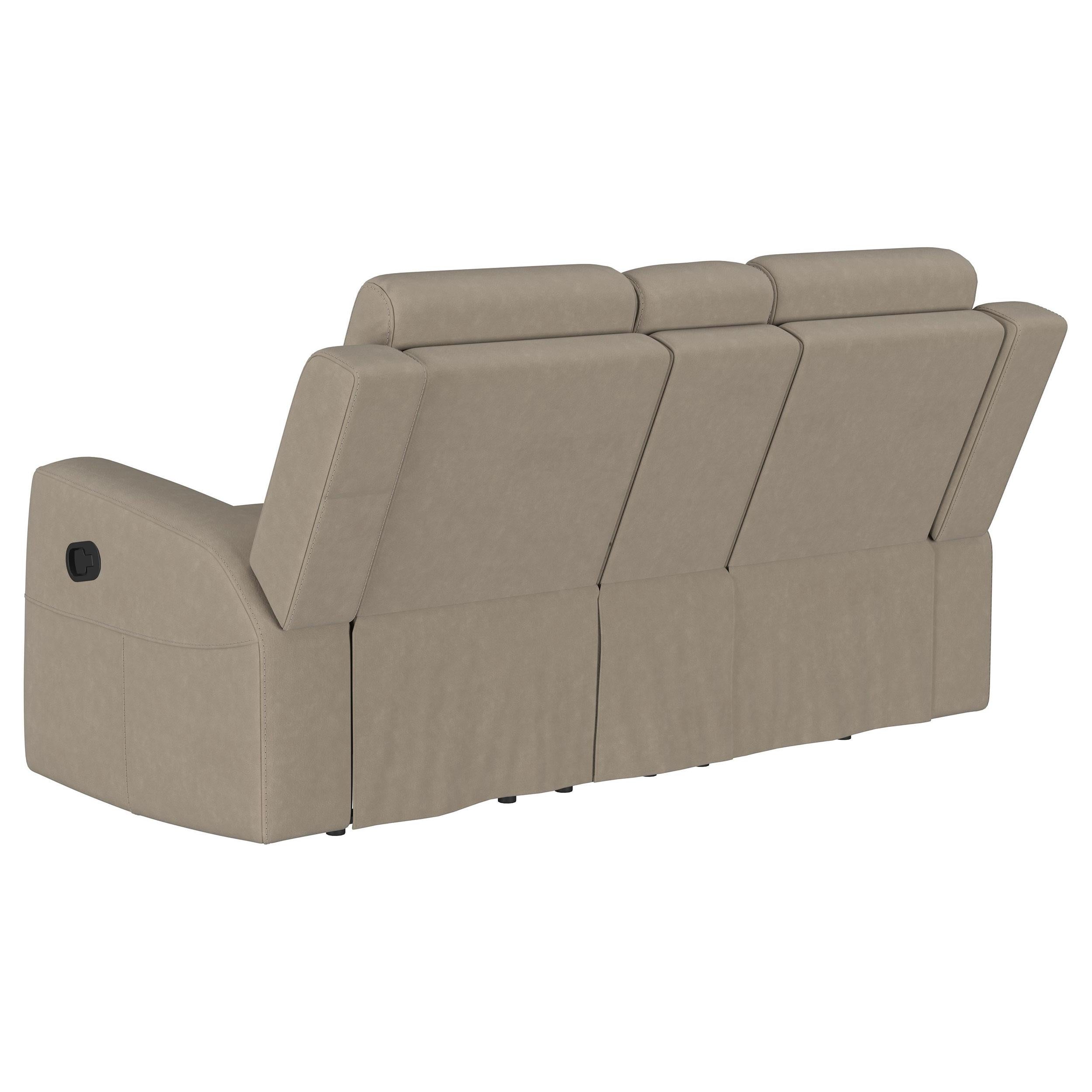 Coaster Furniture Brentwood 610282 Upholstered Motion Reclining Loveseat - Taupe IMAGE 6