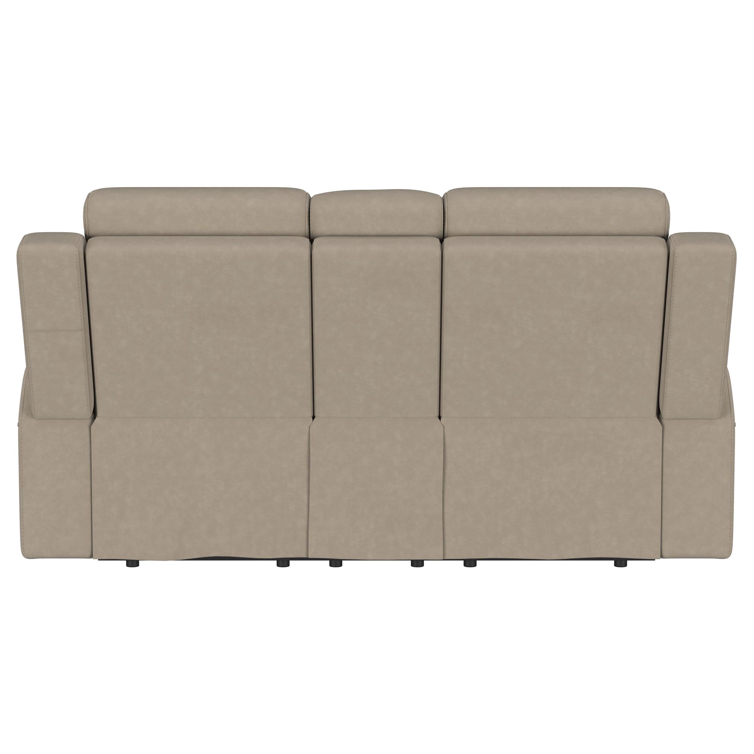  Coaster Furniture Brentwood 610282 Upholstered Motion Reclining Loveseat - Taupe IMAGE 7