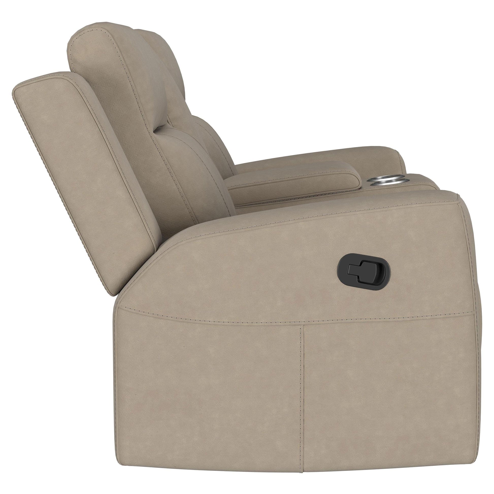  Coaster Furniture Brentwood 610282 Upholstered Motion Reclining Loveseat - Taupe IMAGE 9