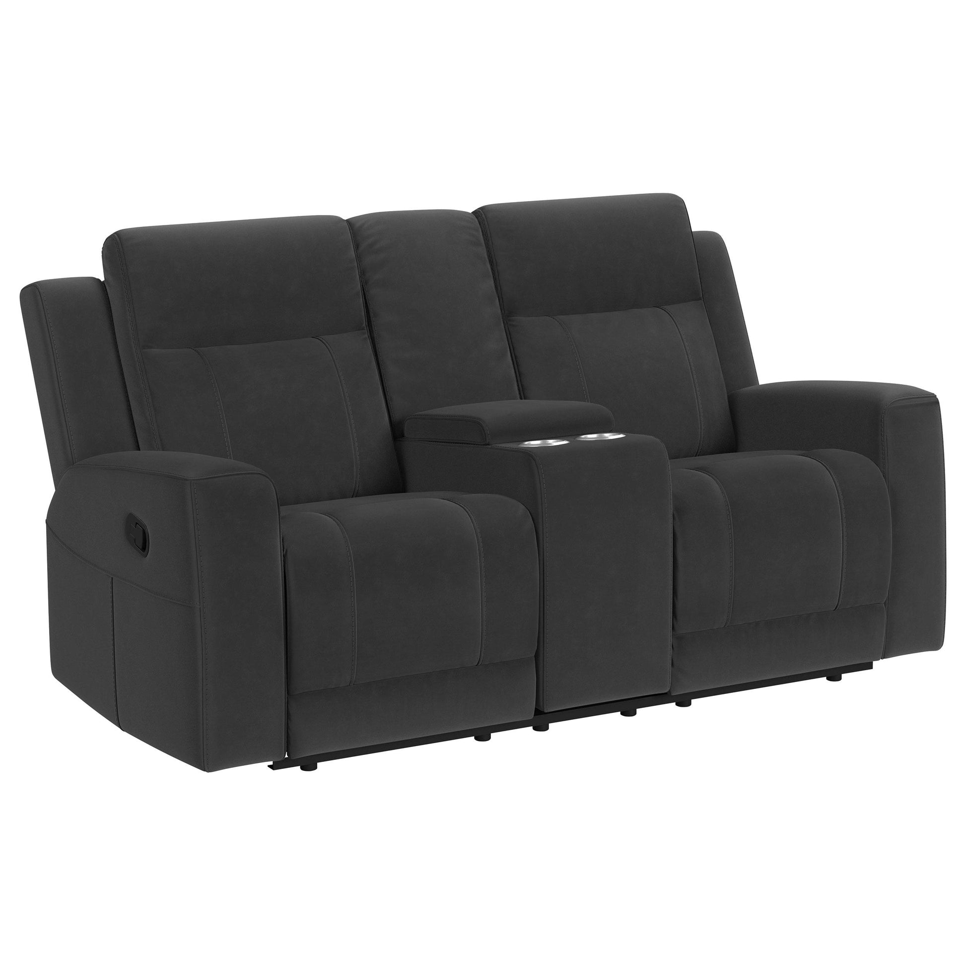  Coaster Furniture Brentwood 610285 Upholstered Reclining Loveseat - Dark Charcoal IMAGE 1