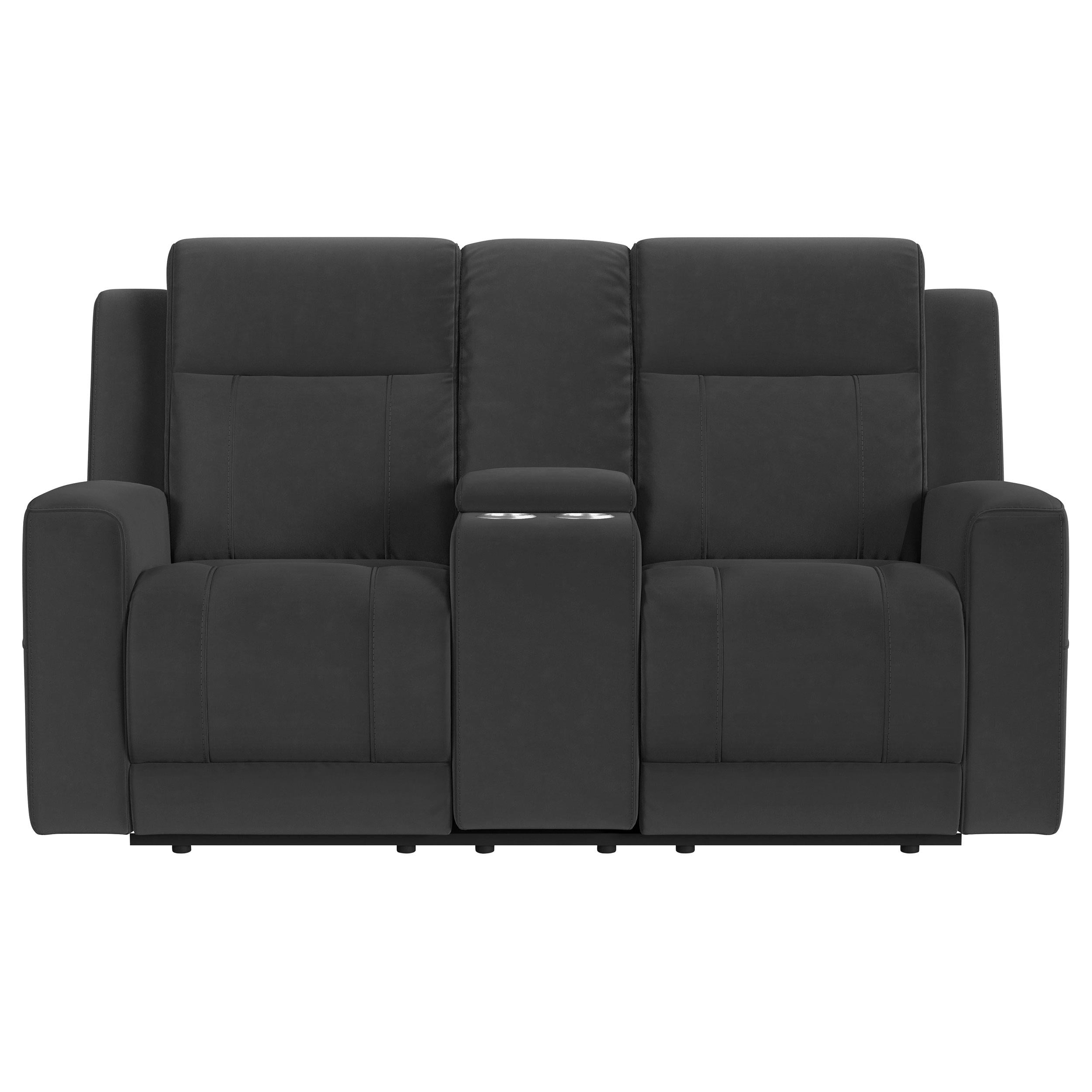  Coaster Furniture Brentwood 610285 Upholstered Reclining Loveseat - Dark Charcoal IMAGE 2