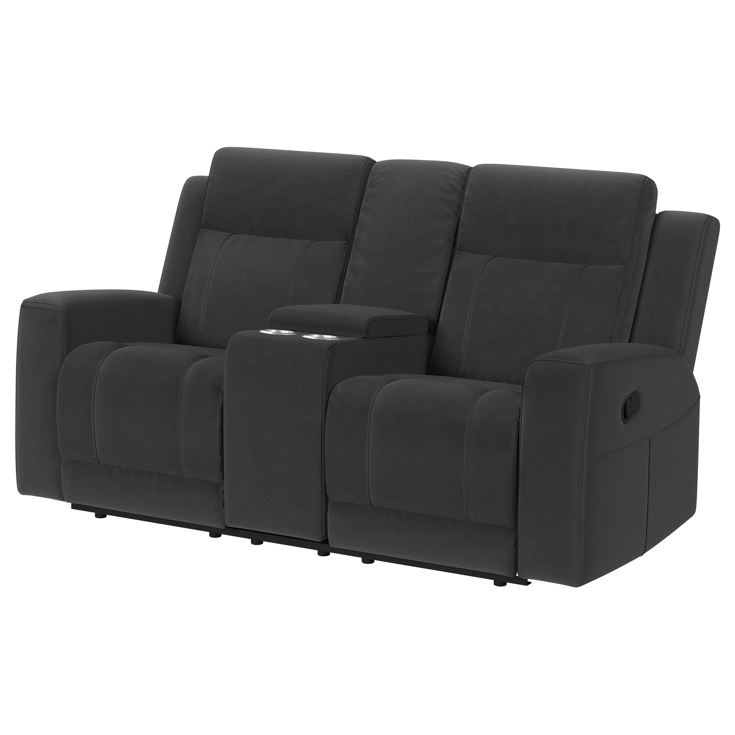  Coaster Furniture Brentwood 610285 Upholstered Reclining Loveseat - Dark Charcoal IMAGE 3