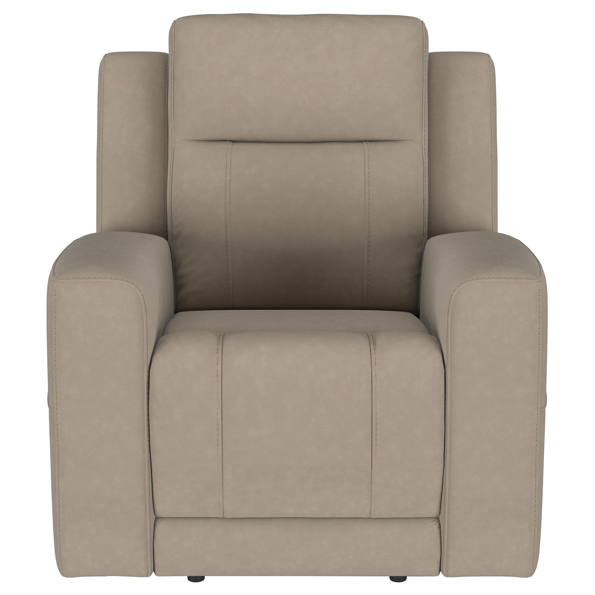  Coaster Furniture Brentwood 610283 Upholstered Recliner Chair - Taupe IMAGE 3